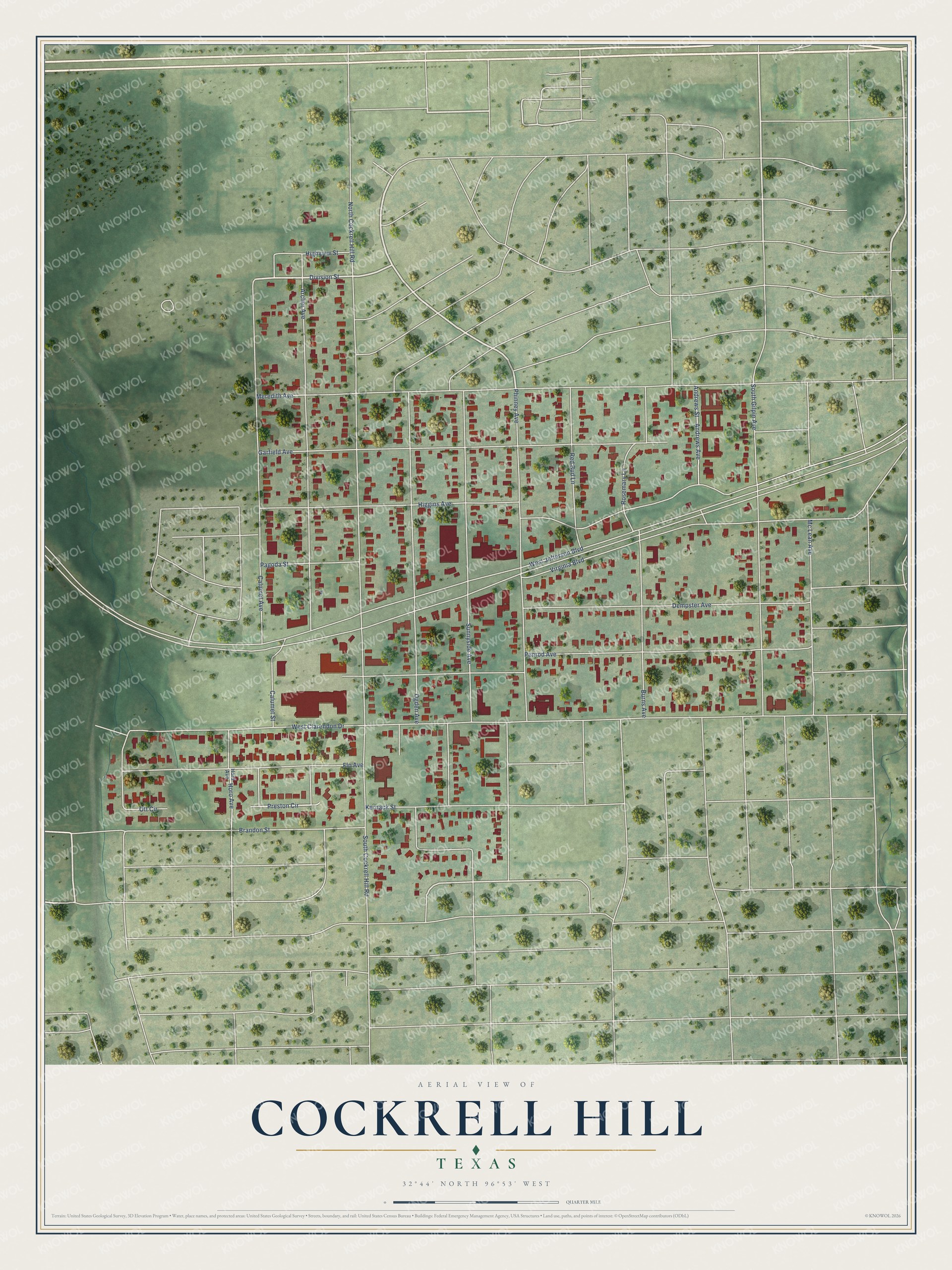 Watermarked full-map preview of Cockrell Hill, Texas
