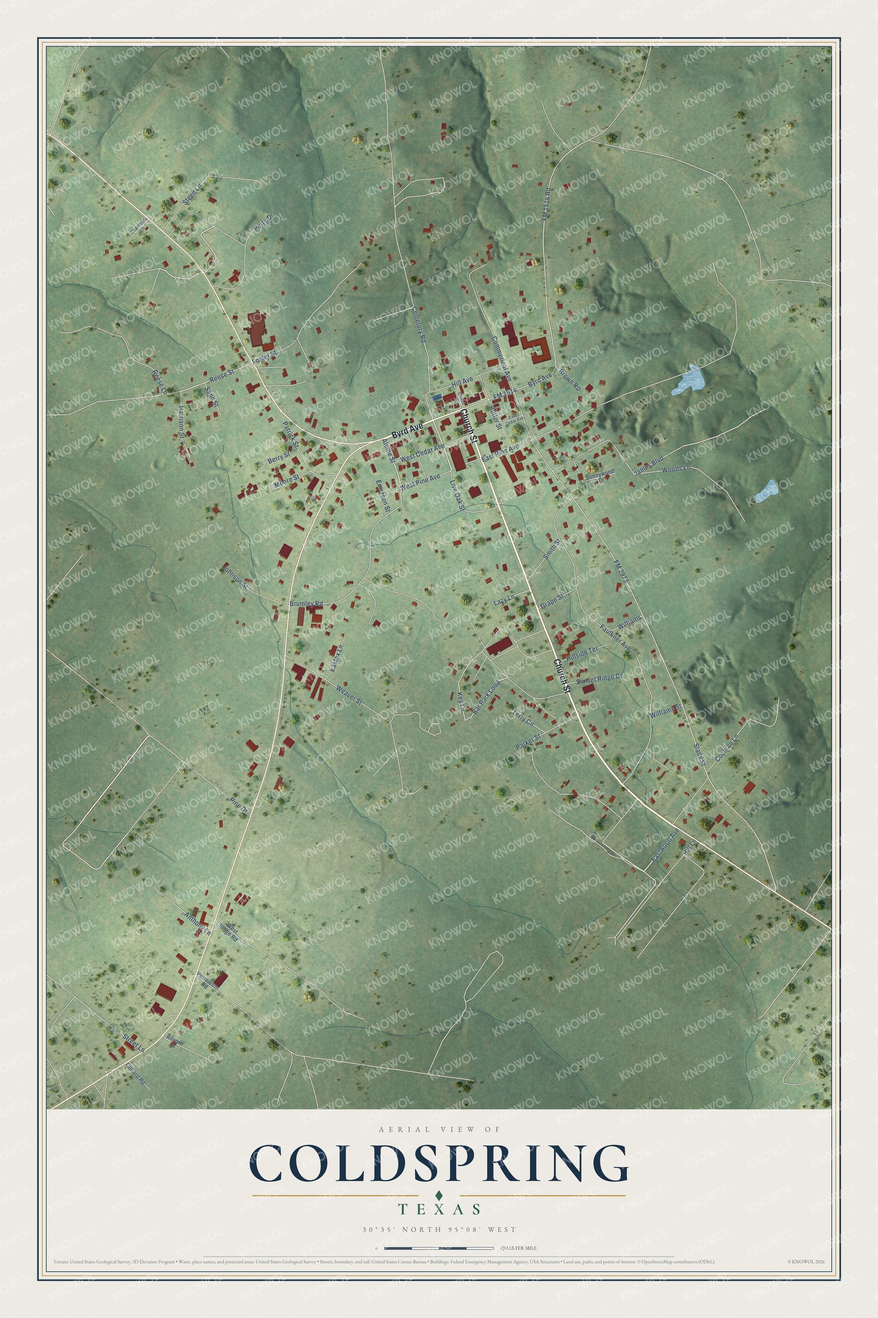 Watermarked full-map preview of Coldspring, Texas