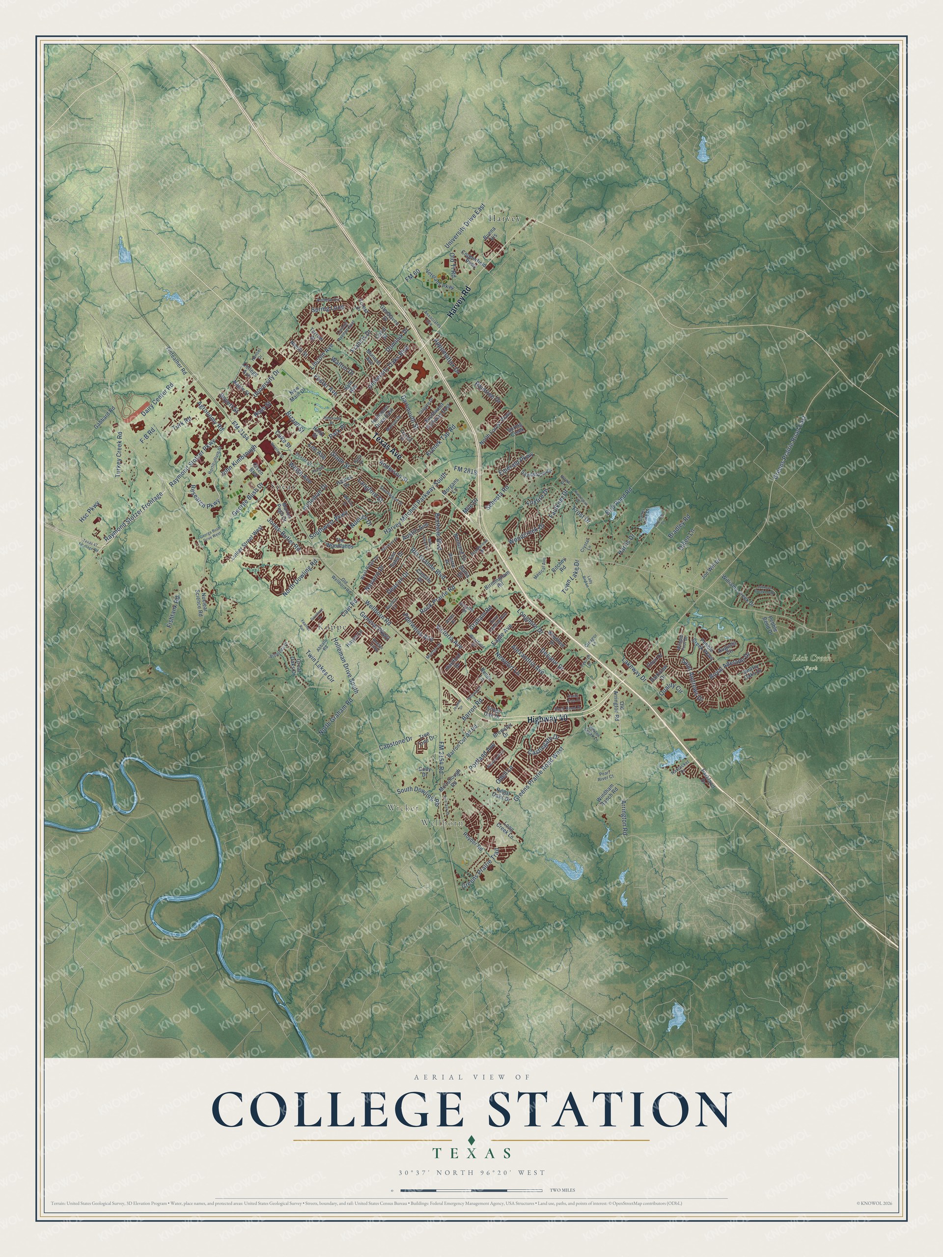 Watermarked full-map preview of College Station, Texas