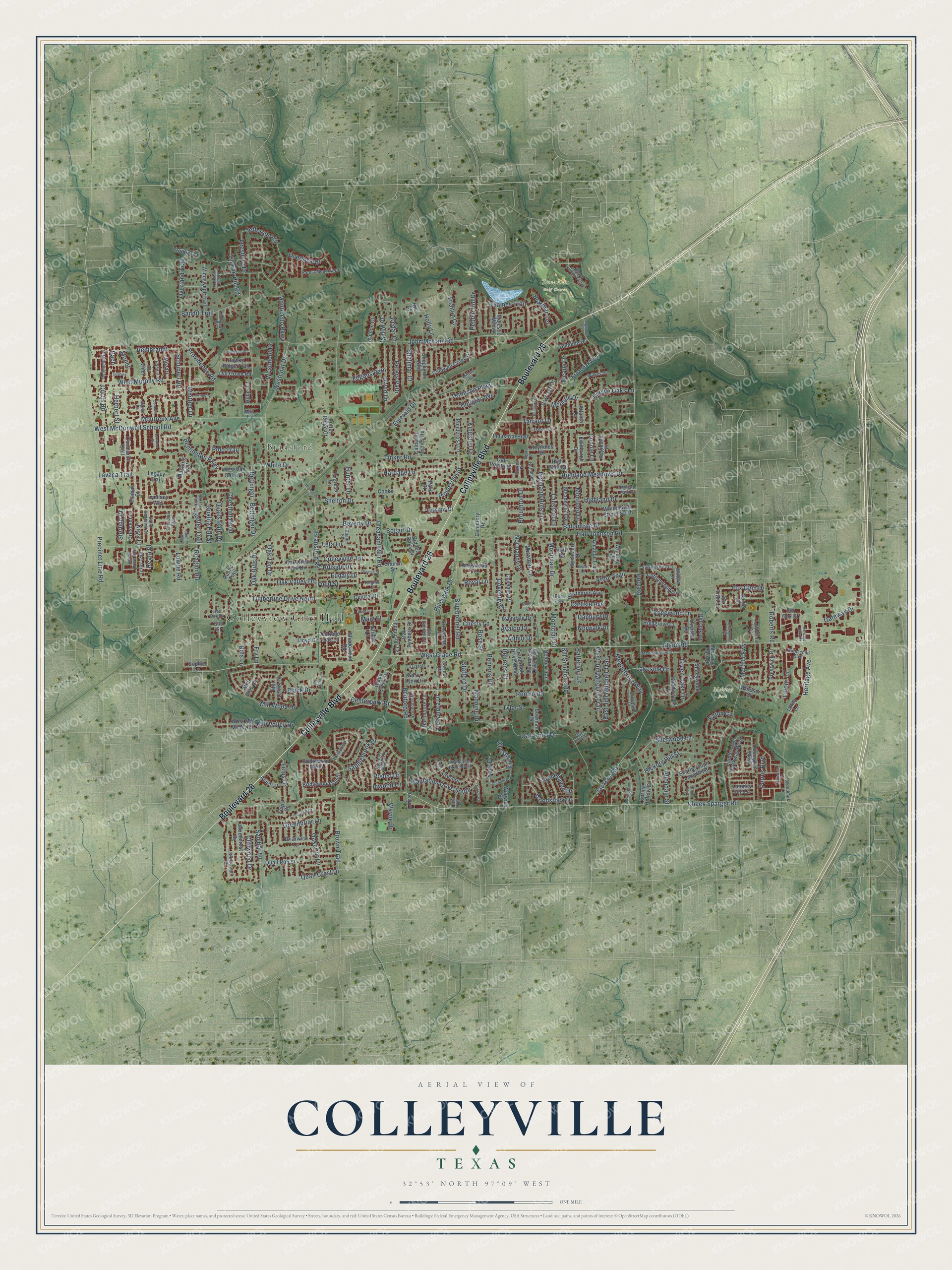 Watermarked full-map preview of Colleyville, Texas