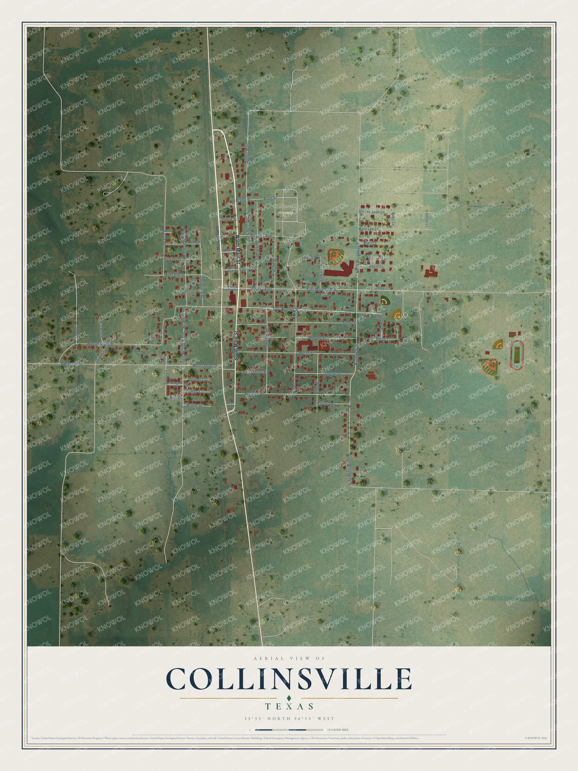 Watermarked full-map preview of Collinsville, Texas