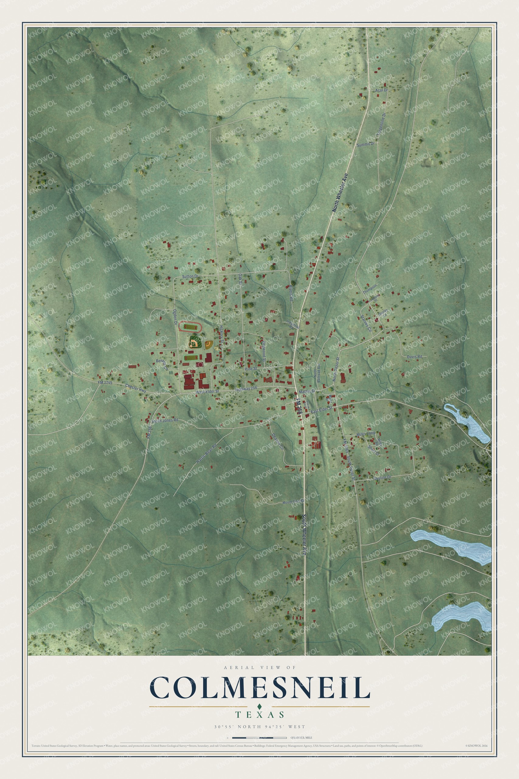 Watermarked full-map preview of Colmesneil, Texas