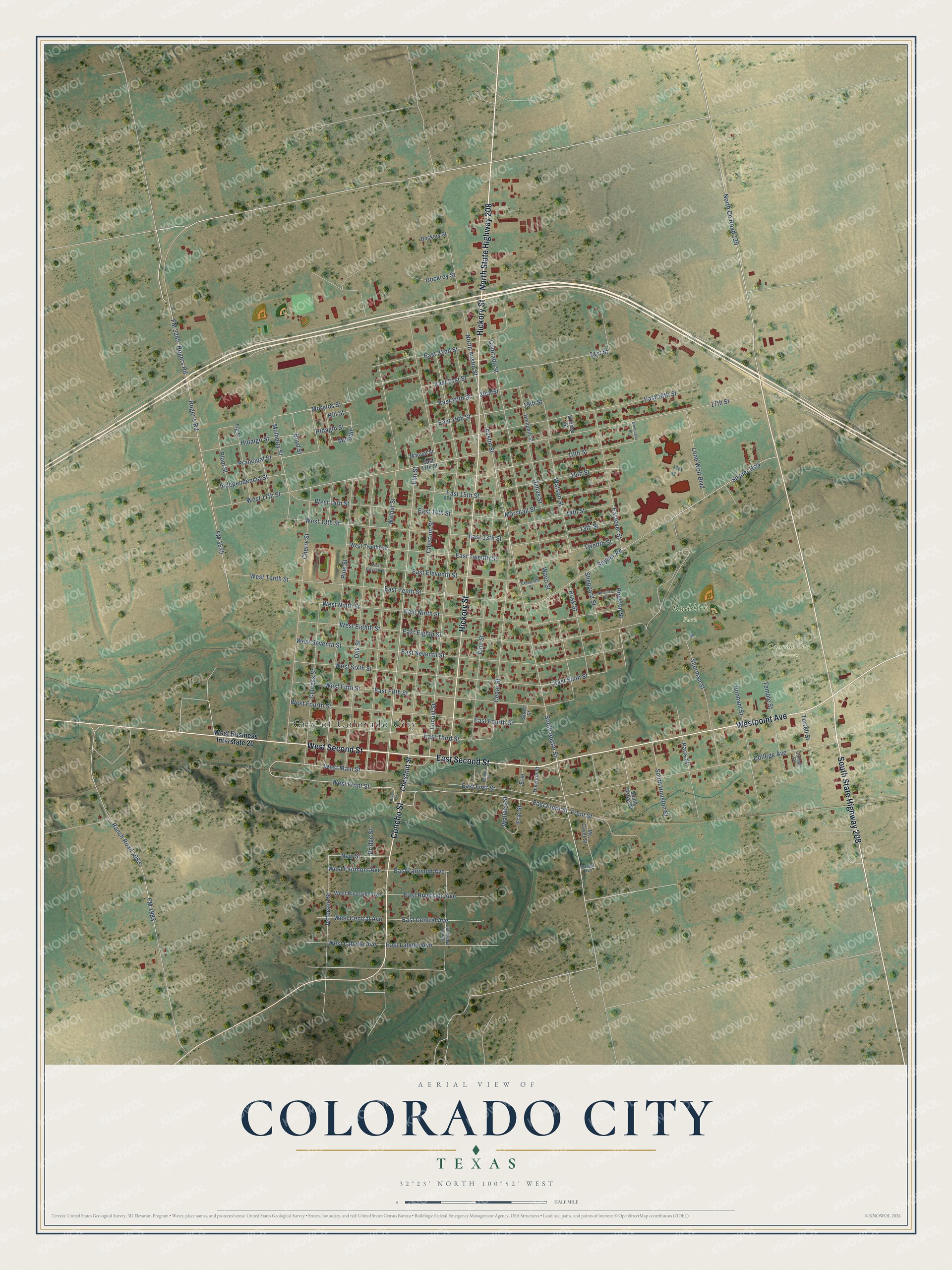 Watermarked full-map preview of Colorado City, Texas