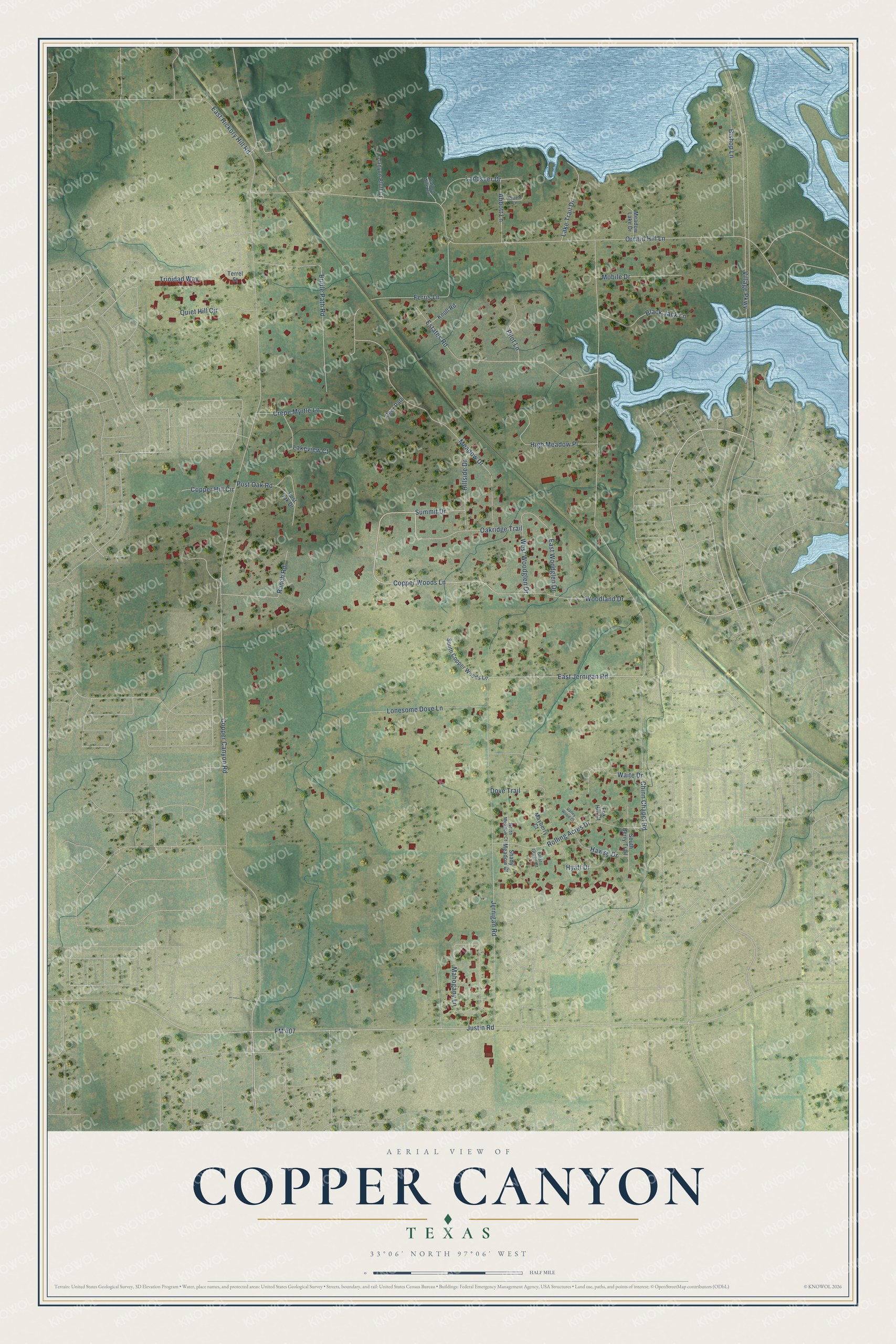 Watermarked full-map preview of Copper Canyon, Texas