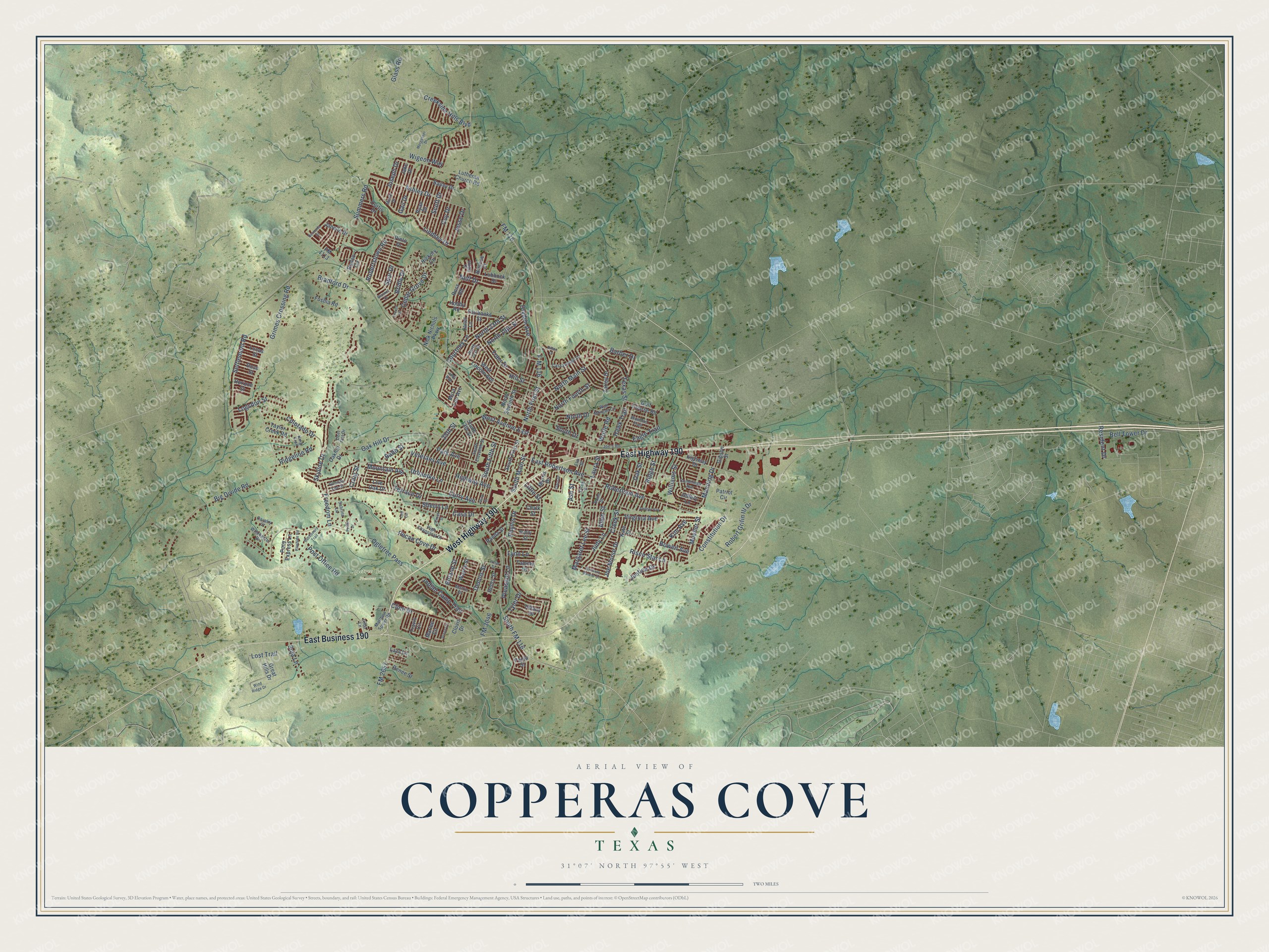 Watermarked full-map preview of Copperas Cove, Texas