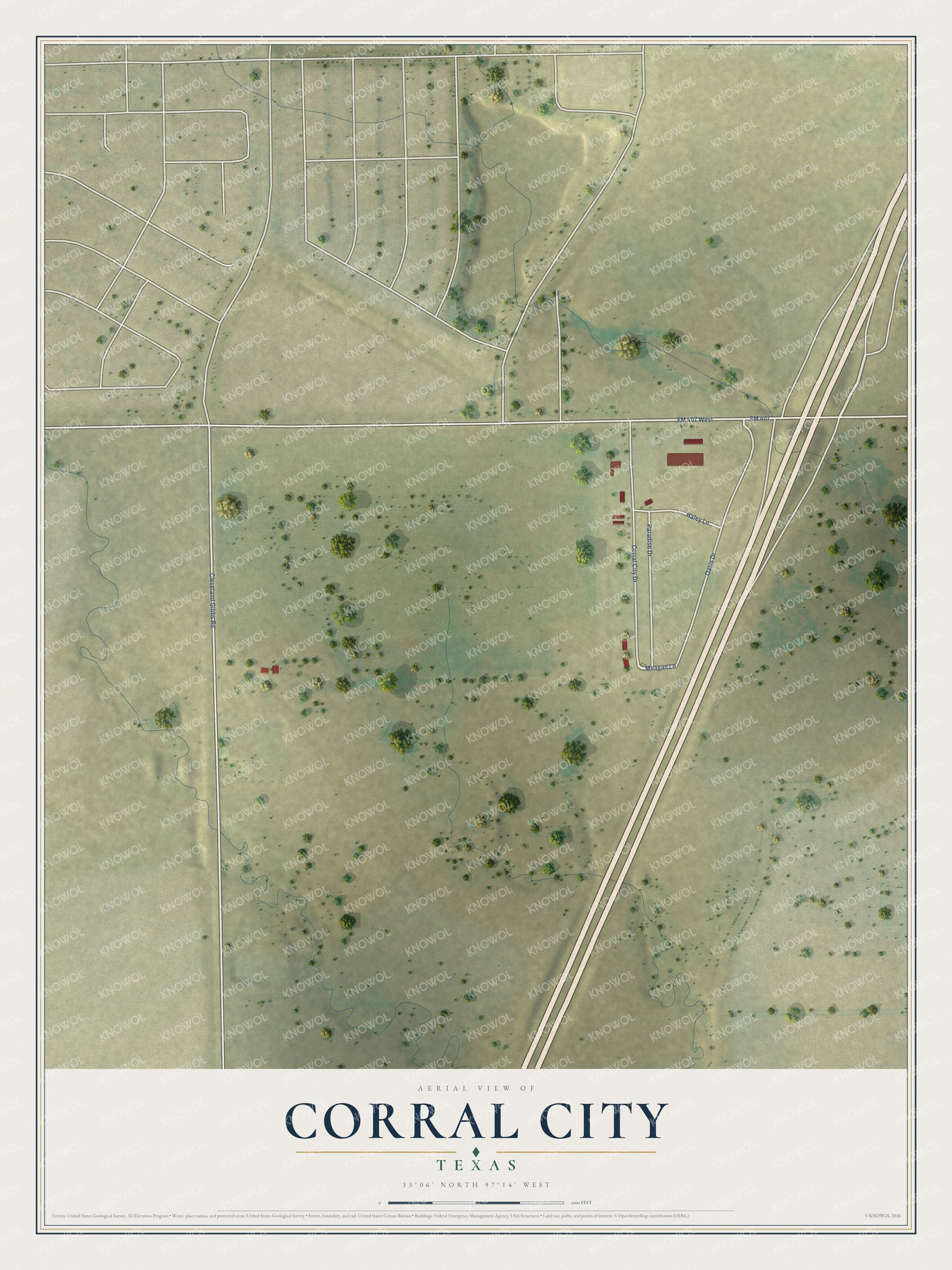 Watermarked full-map preview of Corral City, Texas