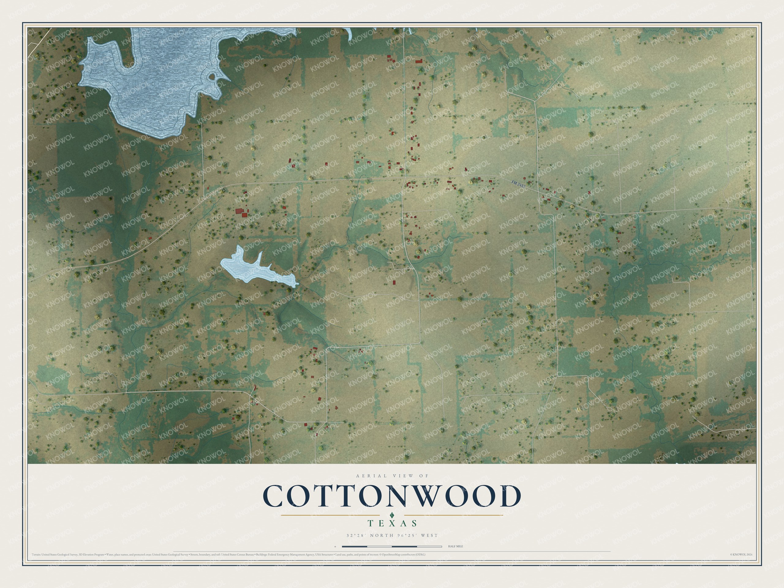 Watermarked full-map preview of Cottonwood, Texas