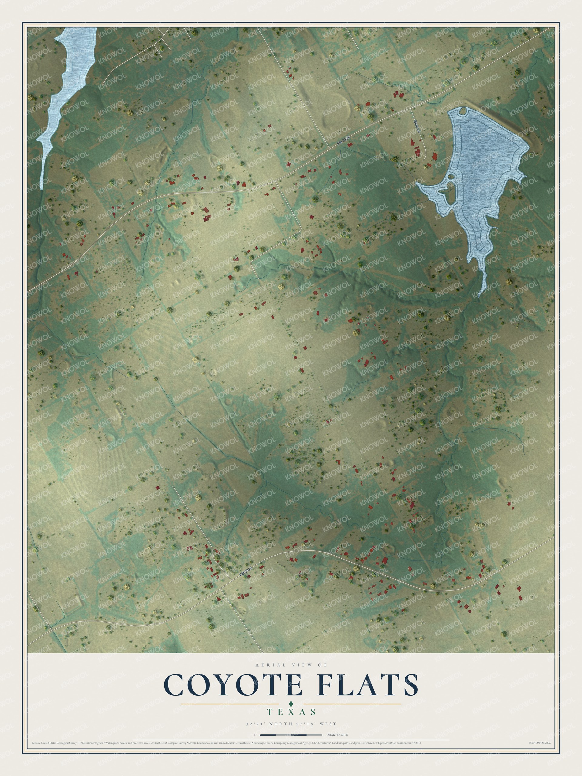 Watermarked full-map preview of Coyote Flats, Texas