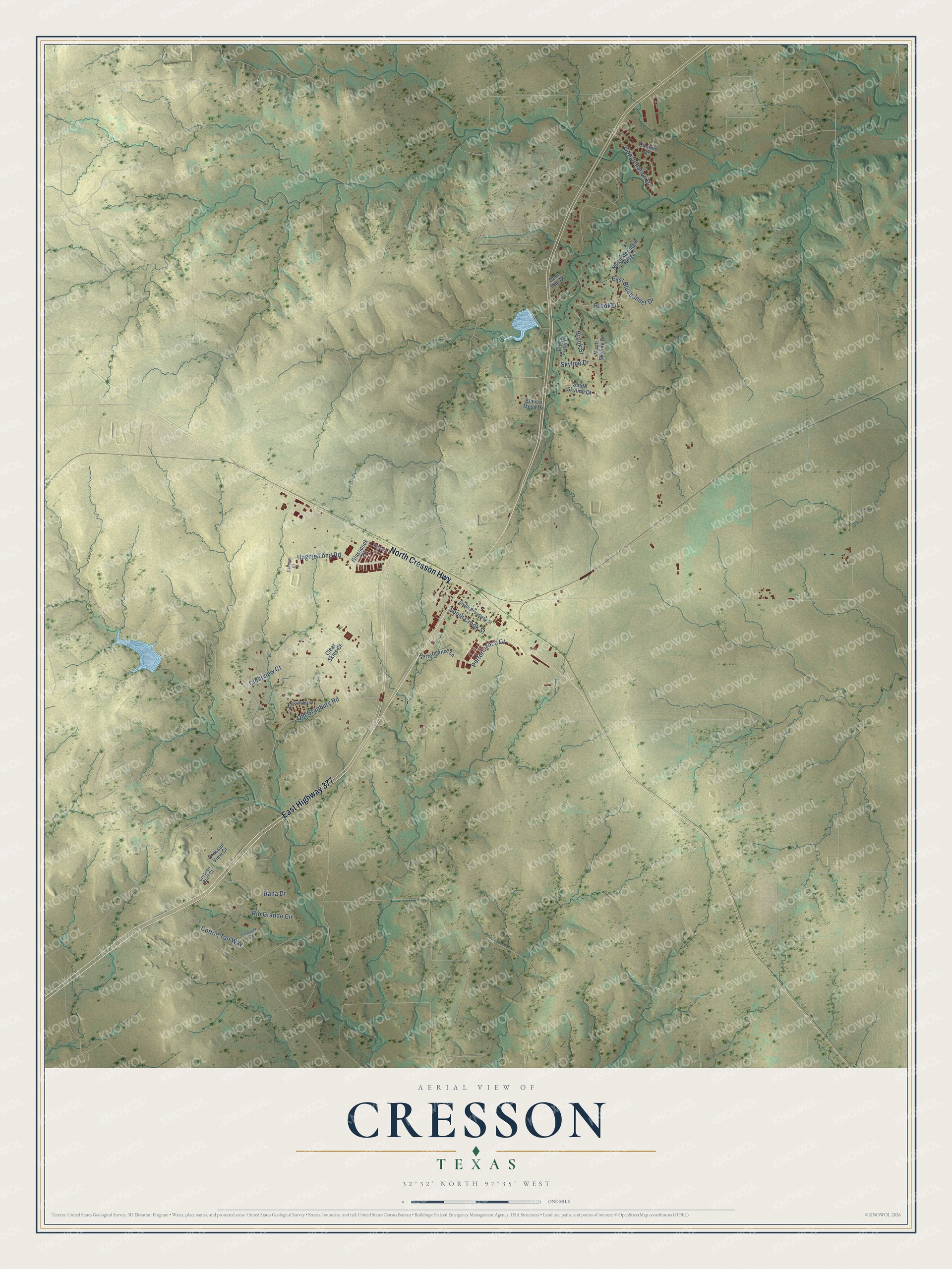 Watermarked full-map preview of Cresson, Texas