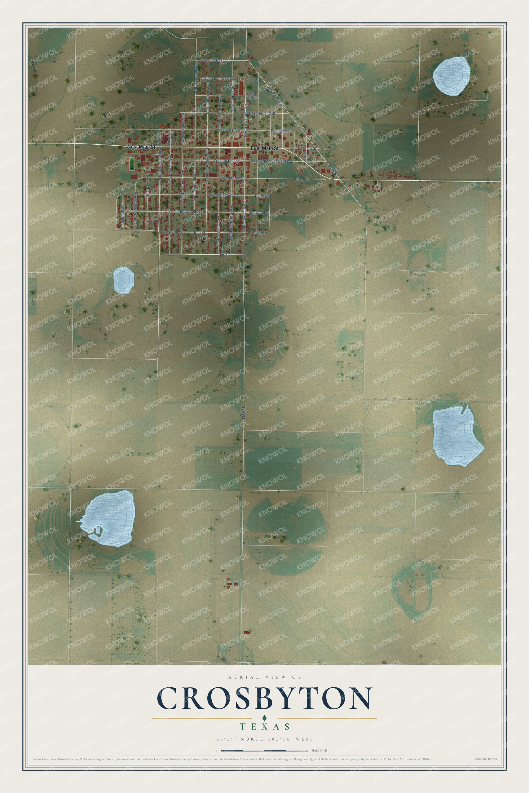 Watermarked full-map preview of Crosbyton, Texas