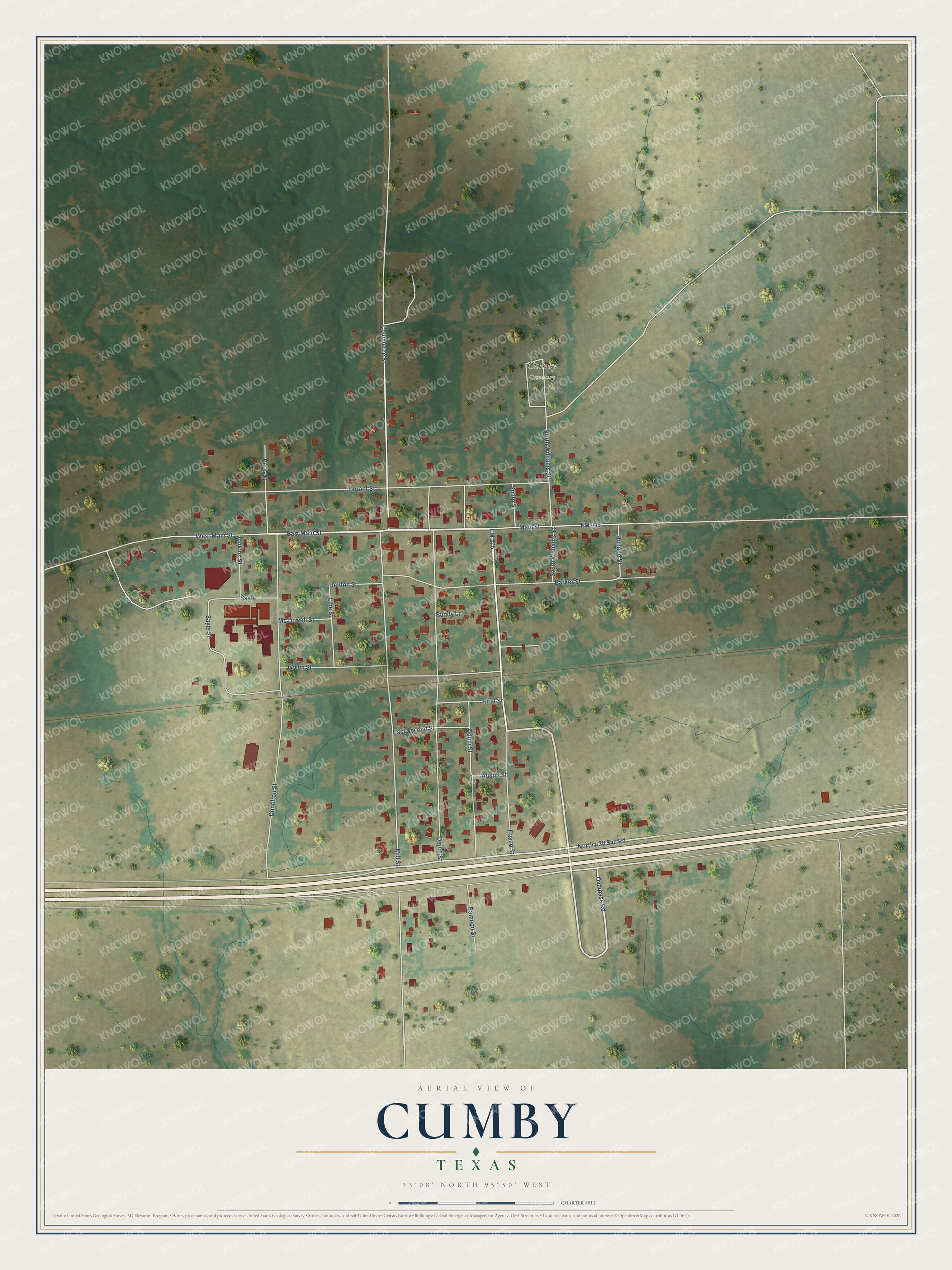Watermarked full-map preview of Cumby, Texas