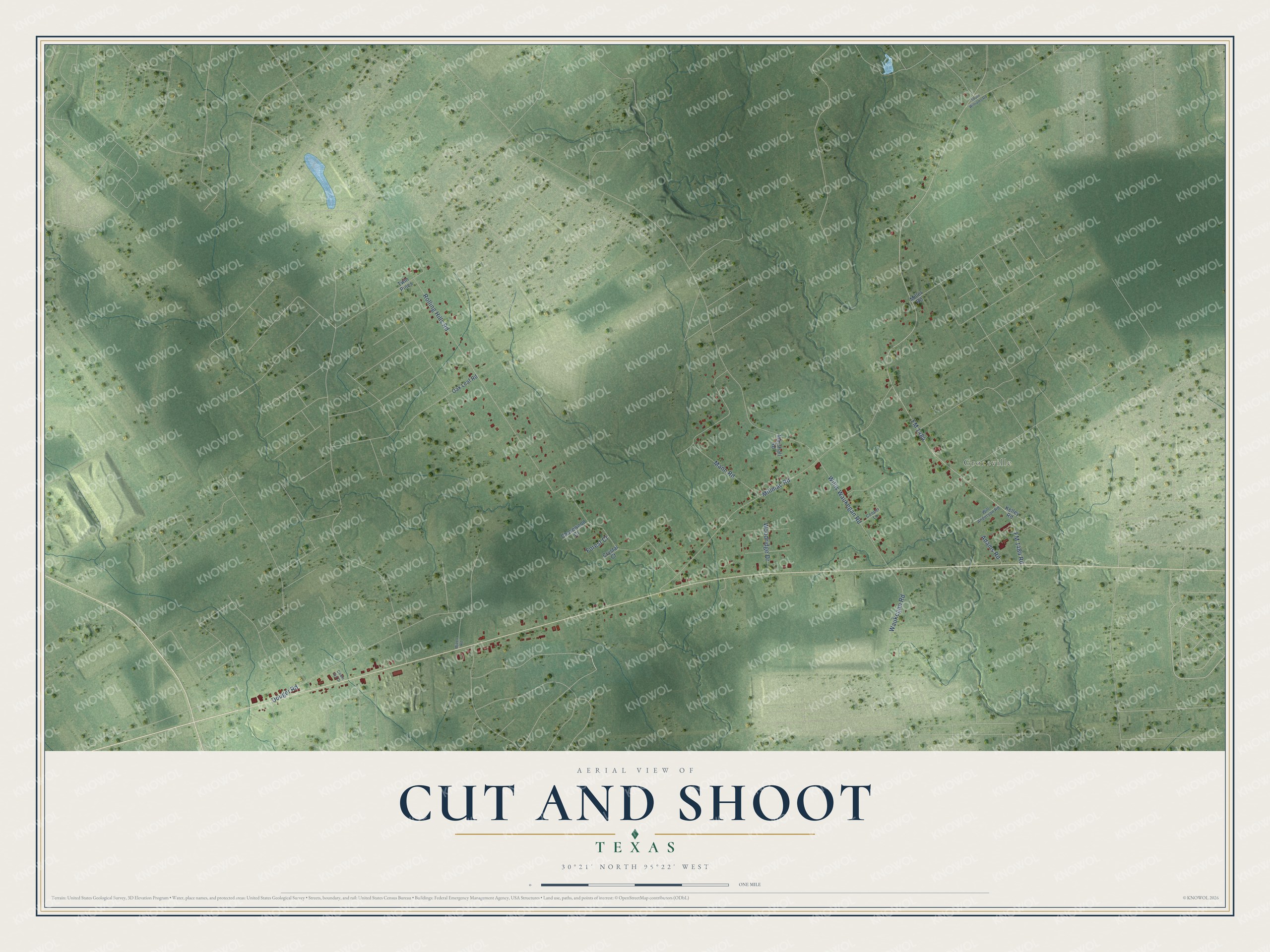 Watermarked full-map preview of Cut and Shoot, Texas