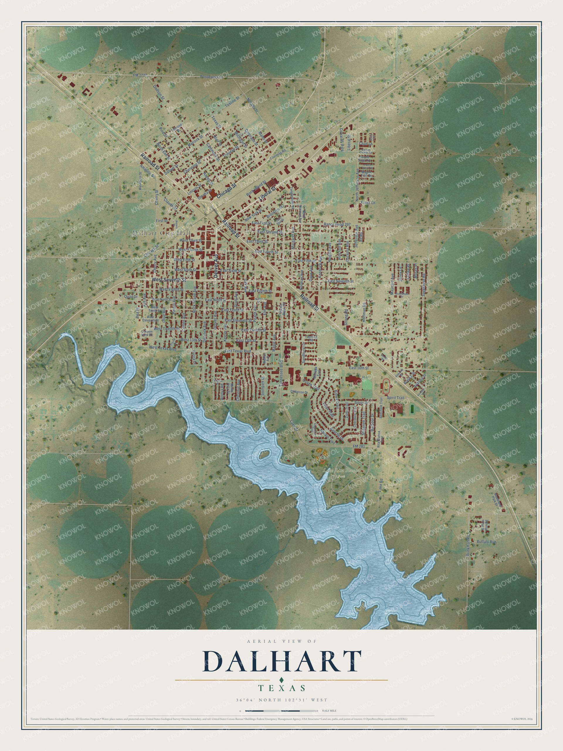 Watermarked full-map preview of Dalhart, Texas