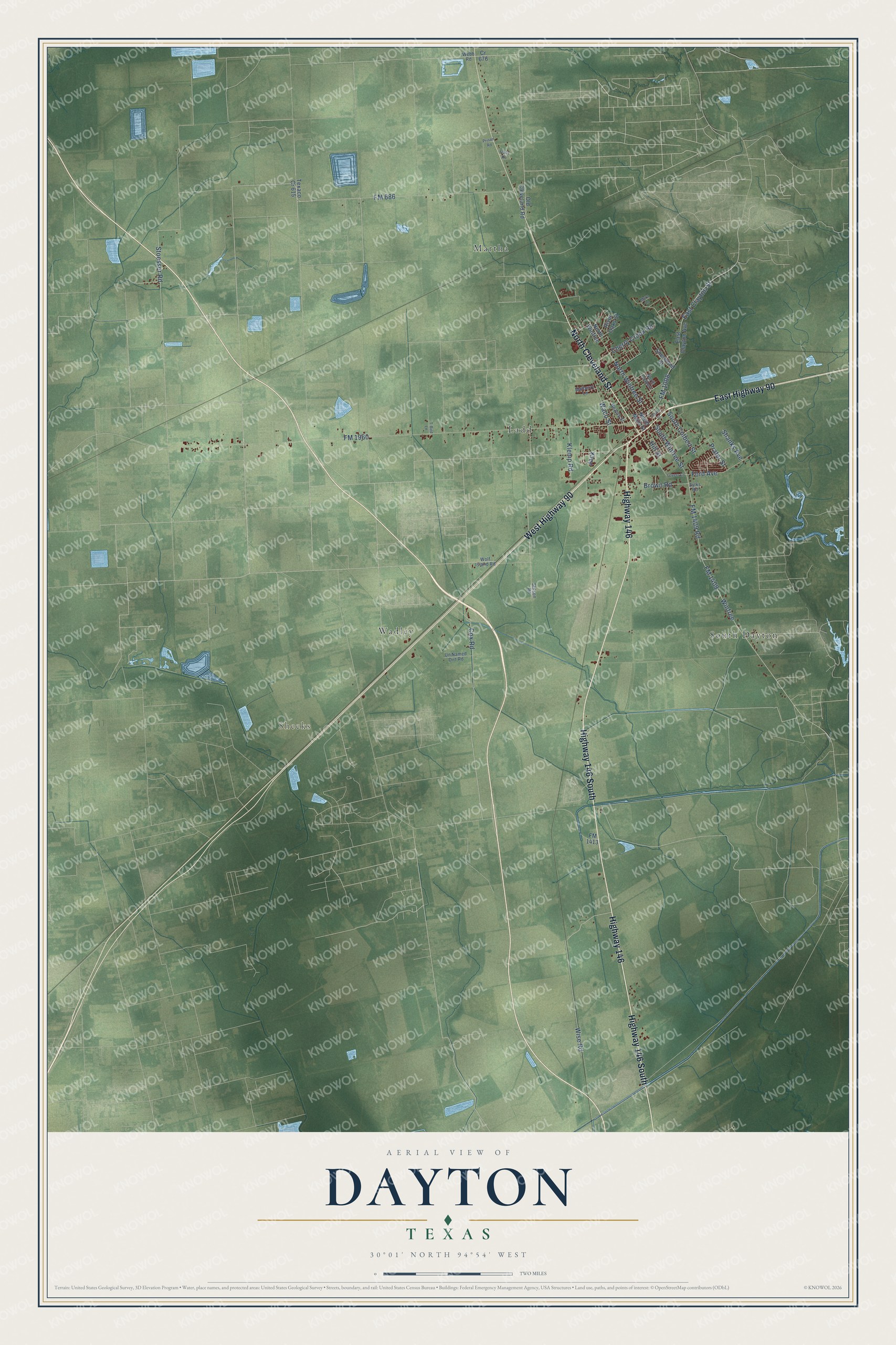 Watermarked full-map preview of Dayton, Texas