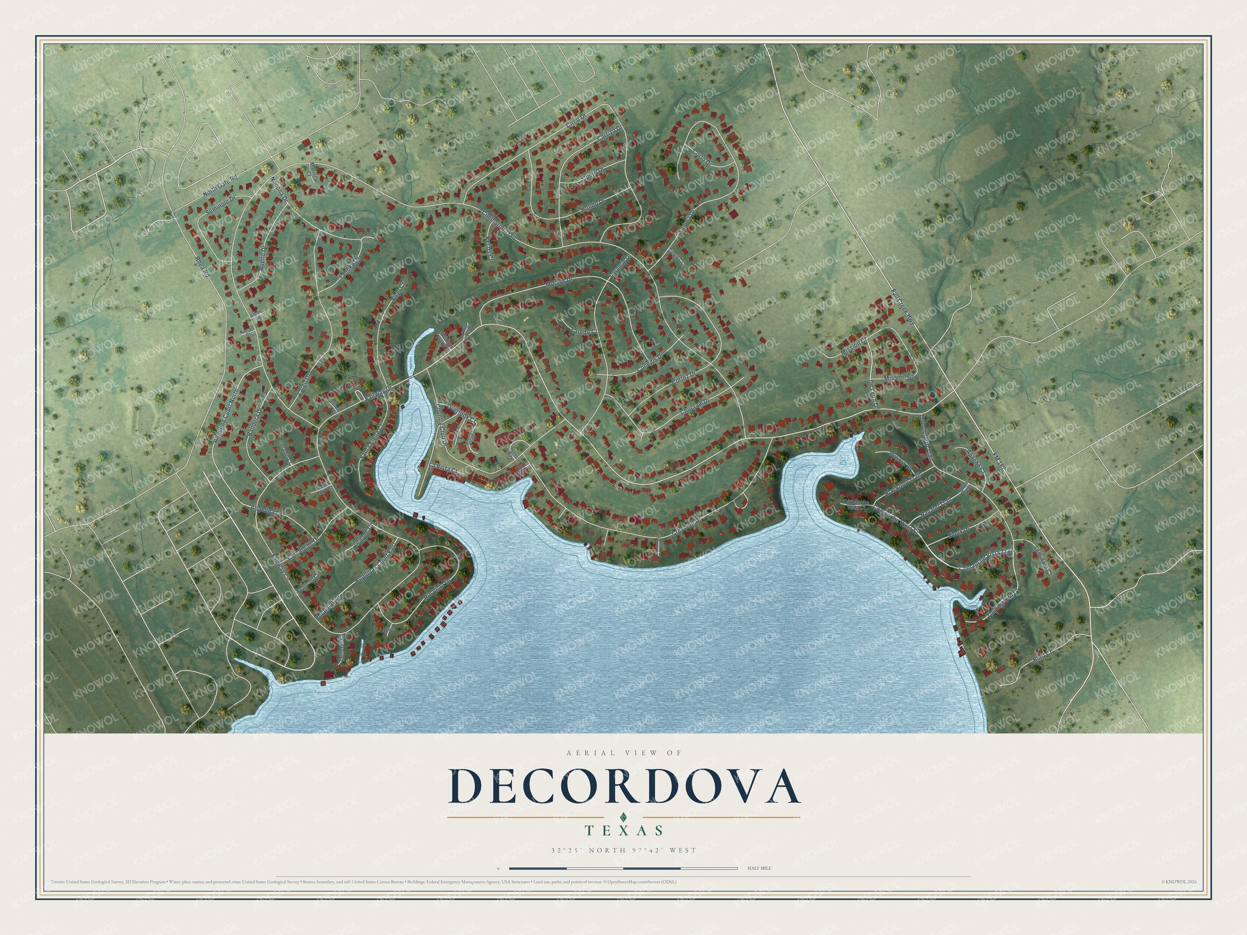 Watermarked full-map preview of DeCordova, Texas