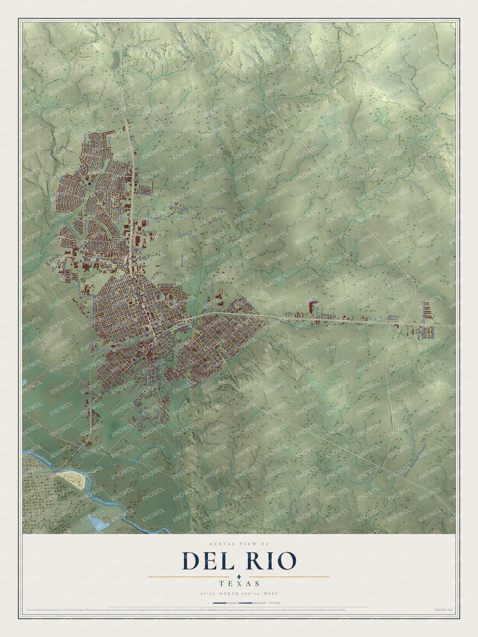Watermarked full-map preview of Del Rio, Texas