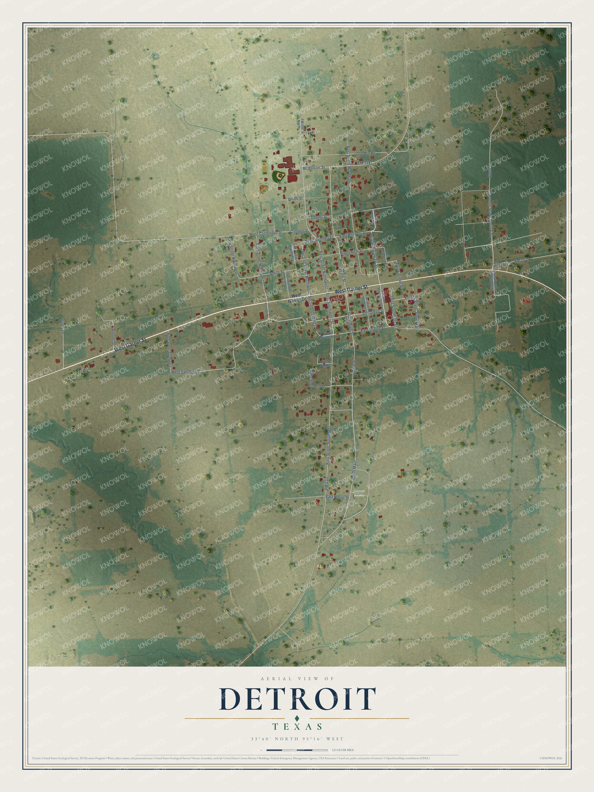 Watermarked full-map preview of Detroit, Texas