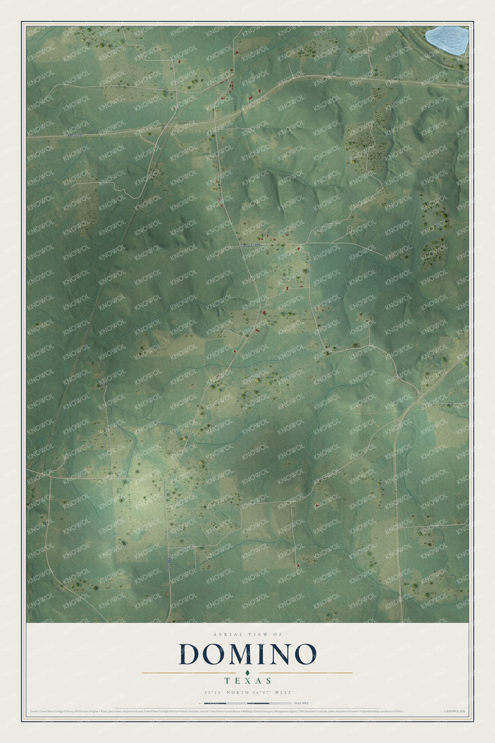 Watermarked full-map preview of Domino, Texas