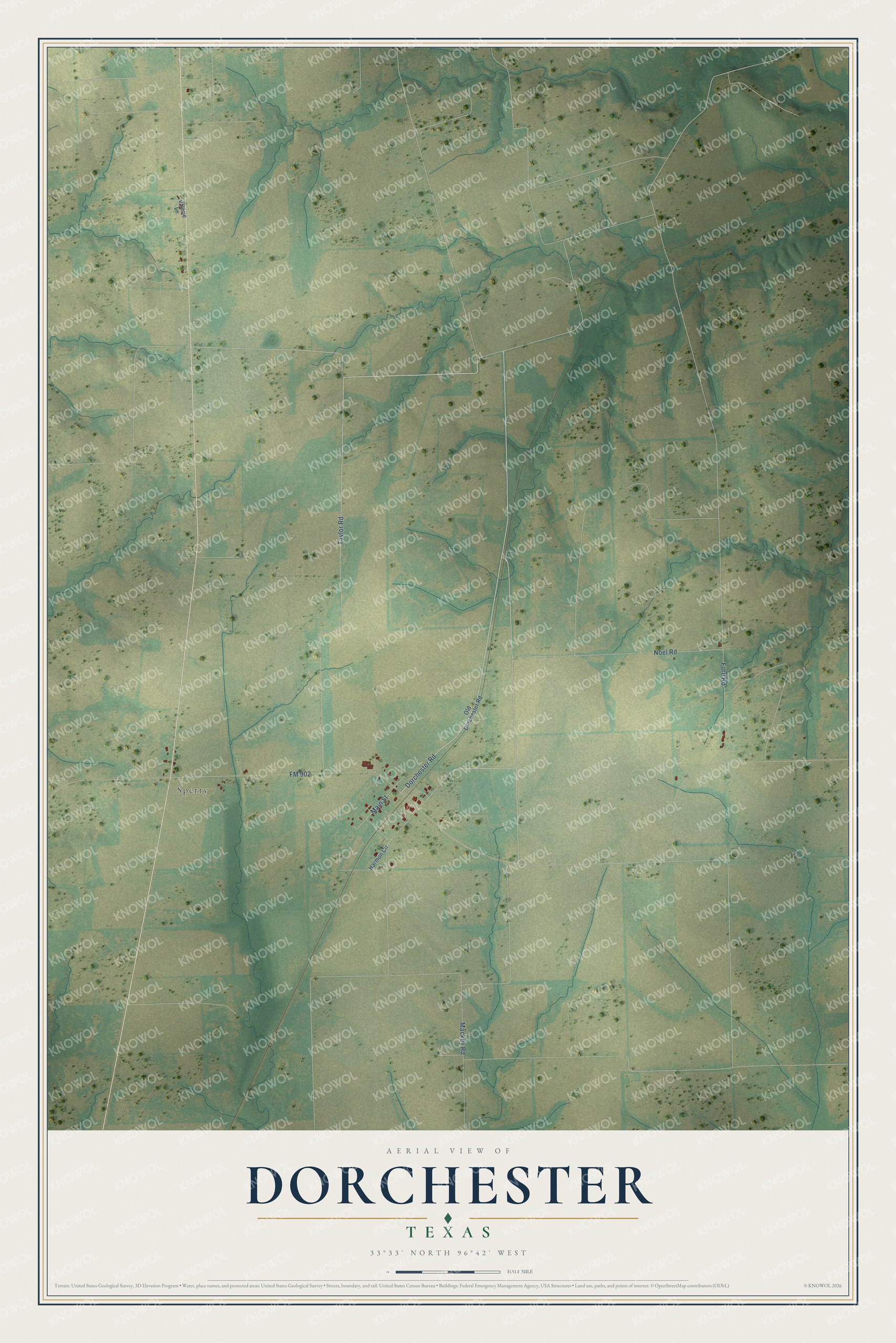 Watermarked full-map preview of Dorchester, Texas
