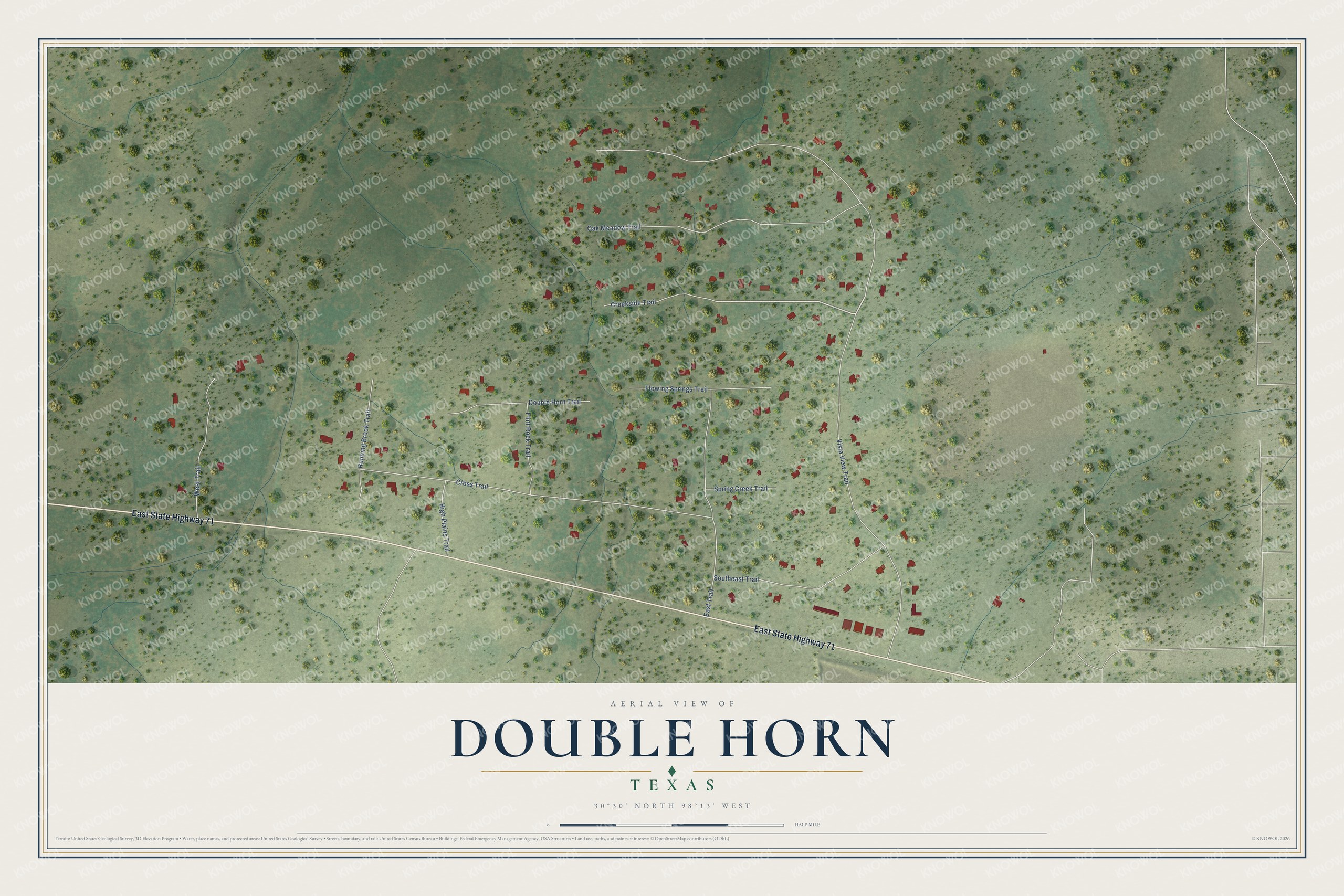 Watermarked full-map preview of Double Horn, Texas
