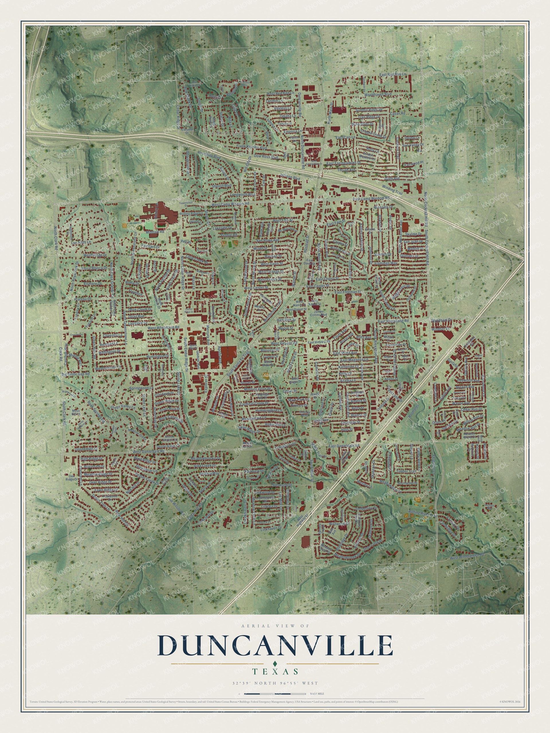 Watermarked full-map preview of Duncanville, Texas