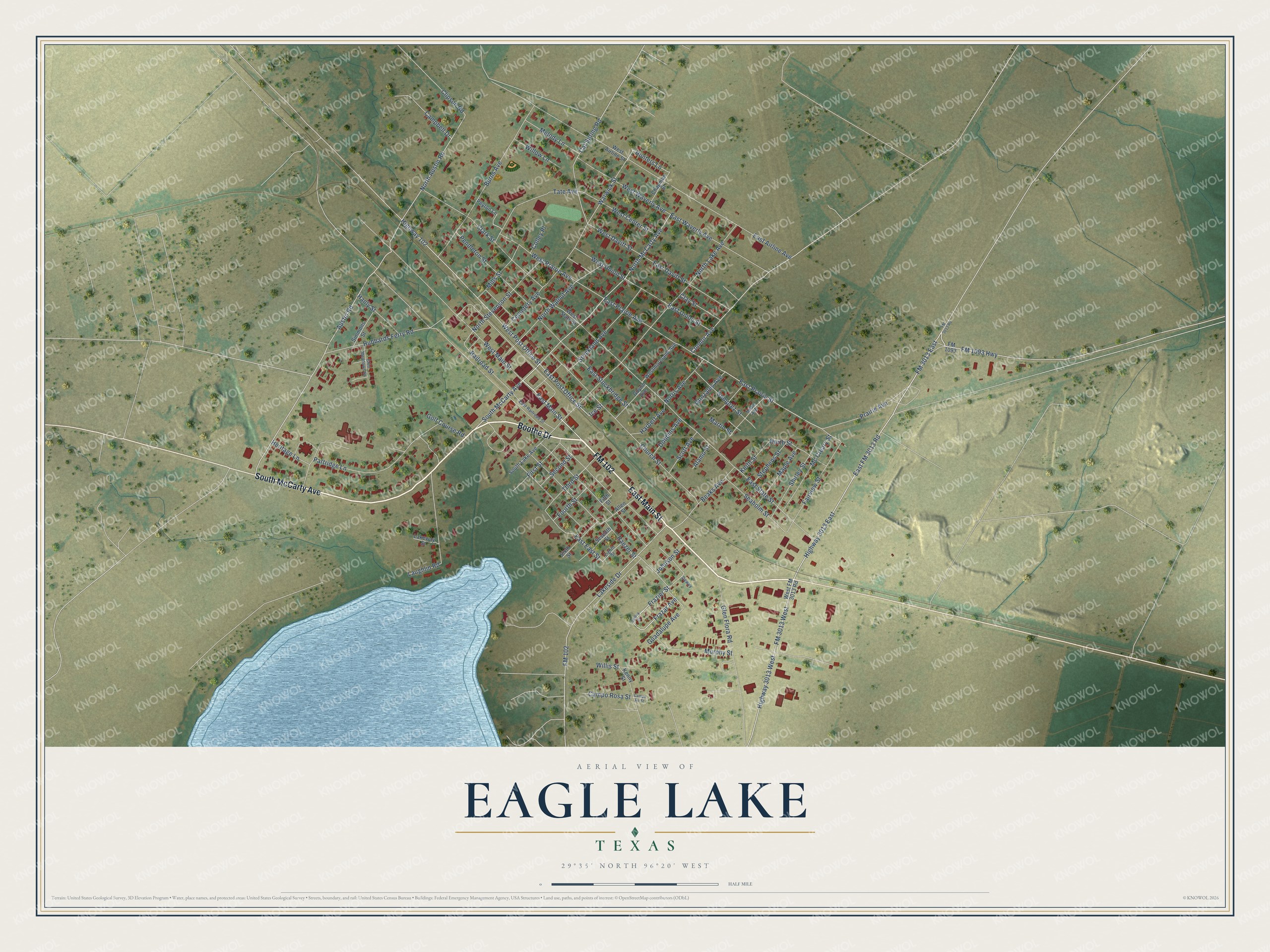 Watermarked full-map preview of Eagle Lake, Texas