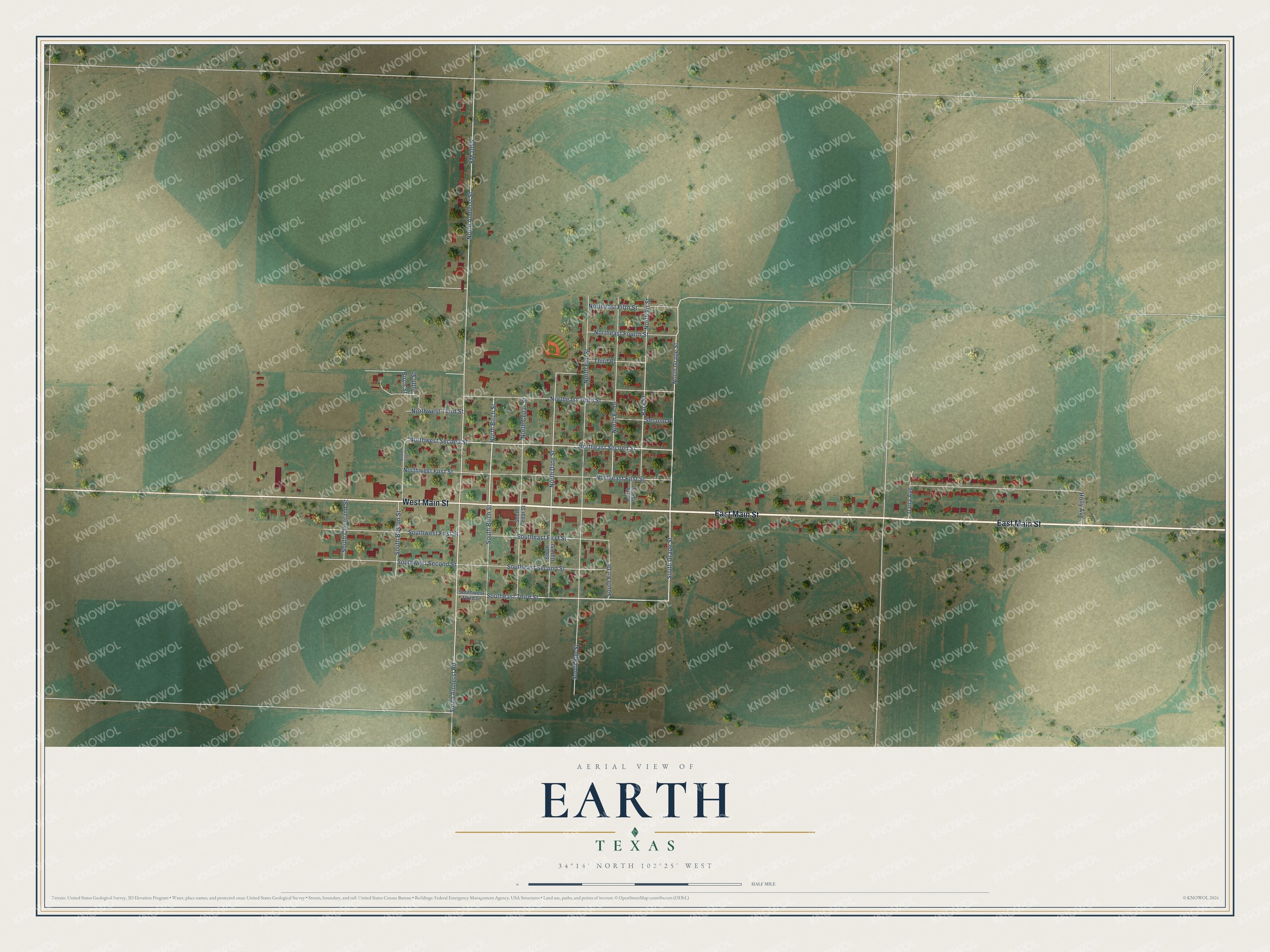 Watermarked full-map preview of Earth, Texas