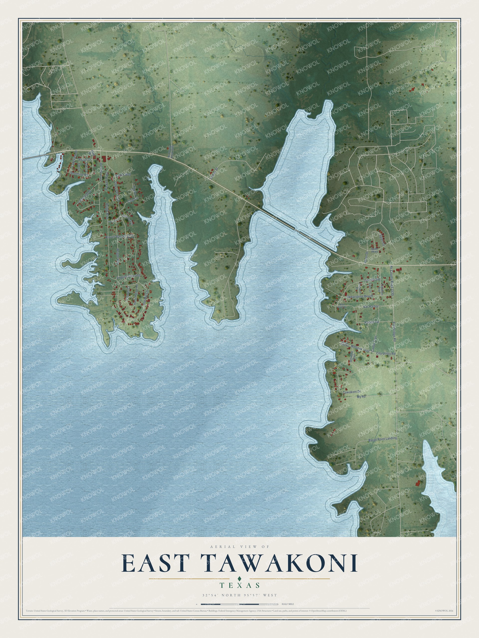 Watermarked full-map preview of East Tawakoni, Texas