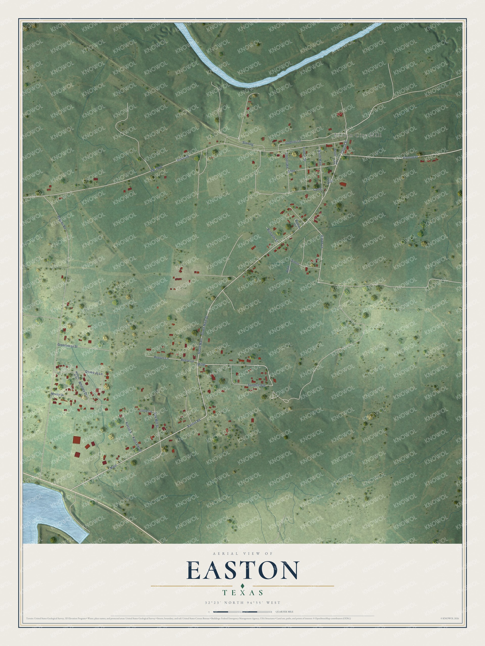 Watermarked full-map preview of Easton, Texas