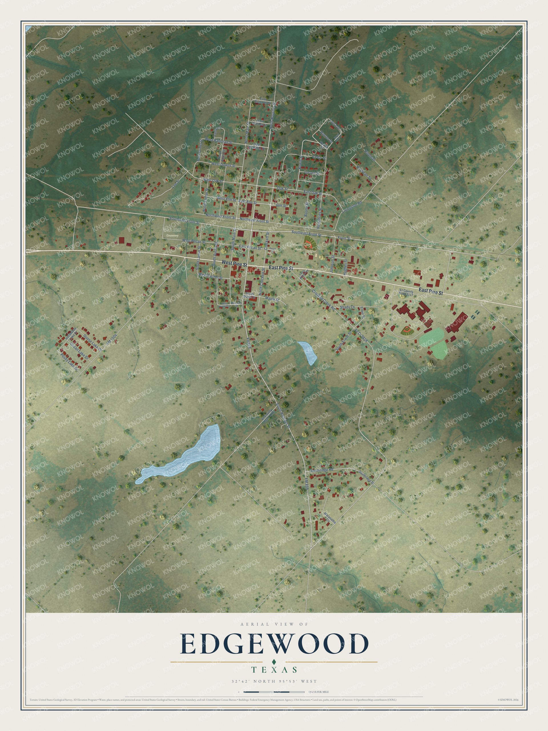 Watermarked full-map preview of Edgewood, Texas