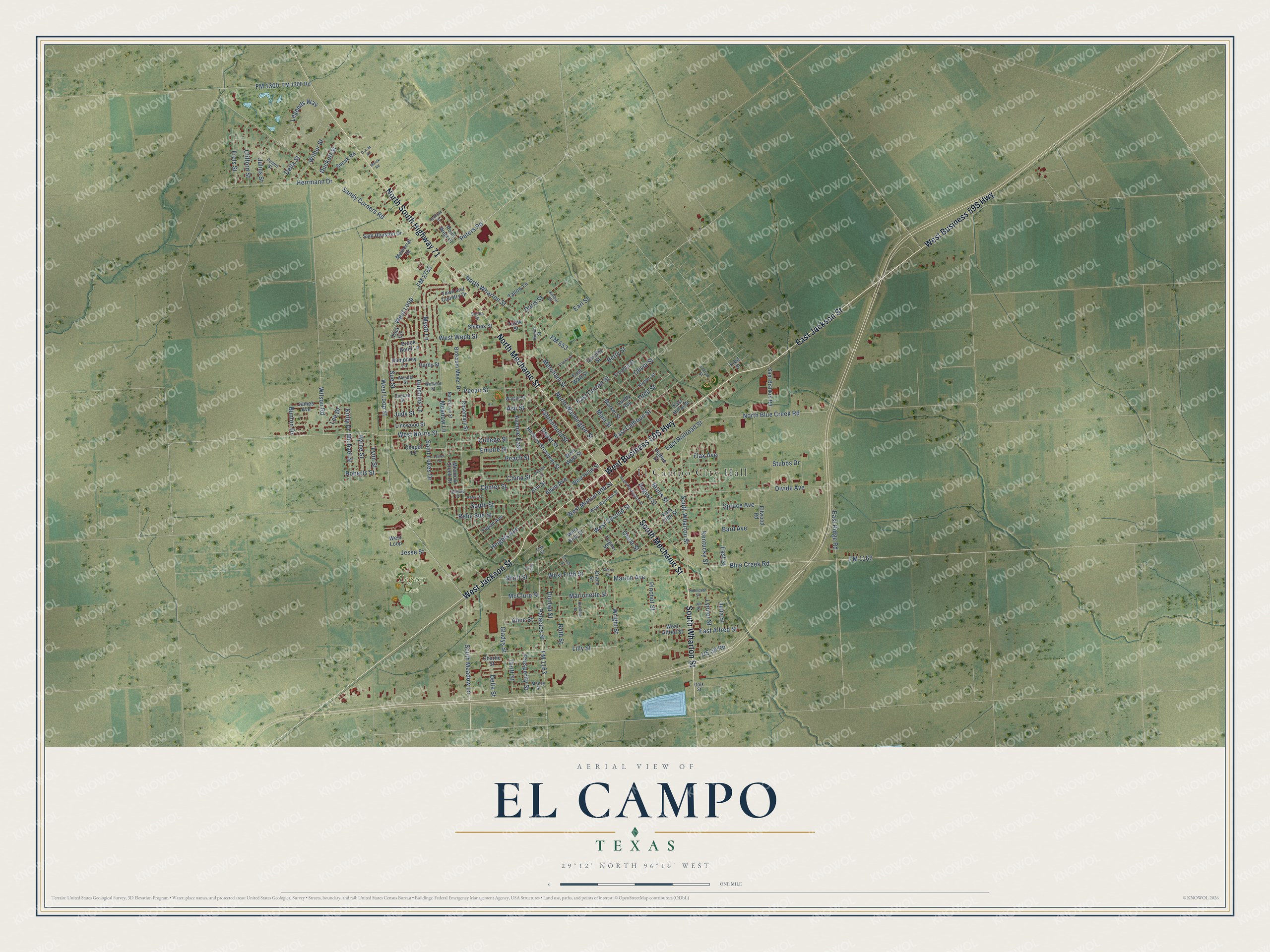 Watermarked full-map preview of El Campo, Texas