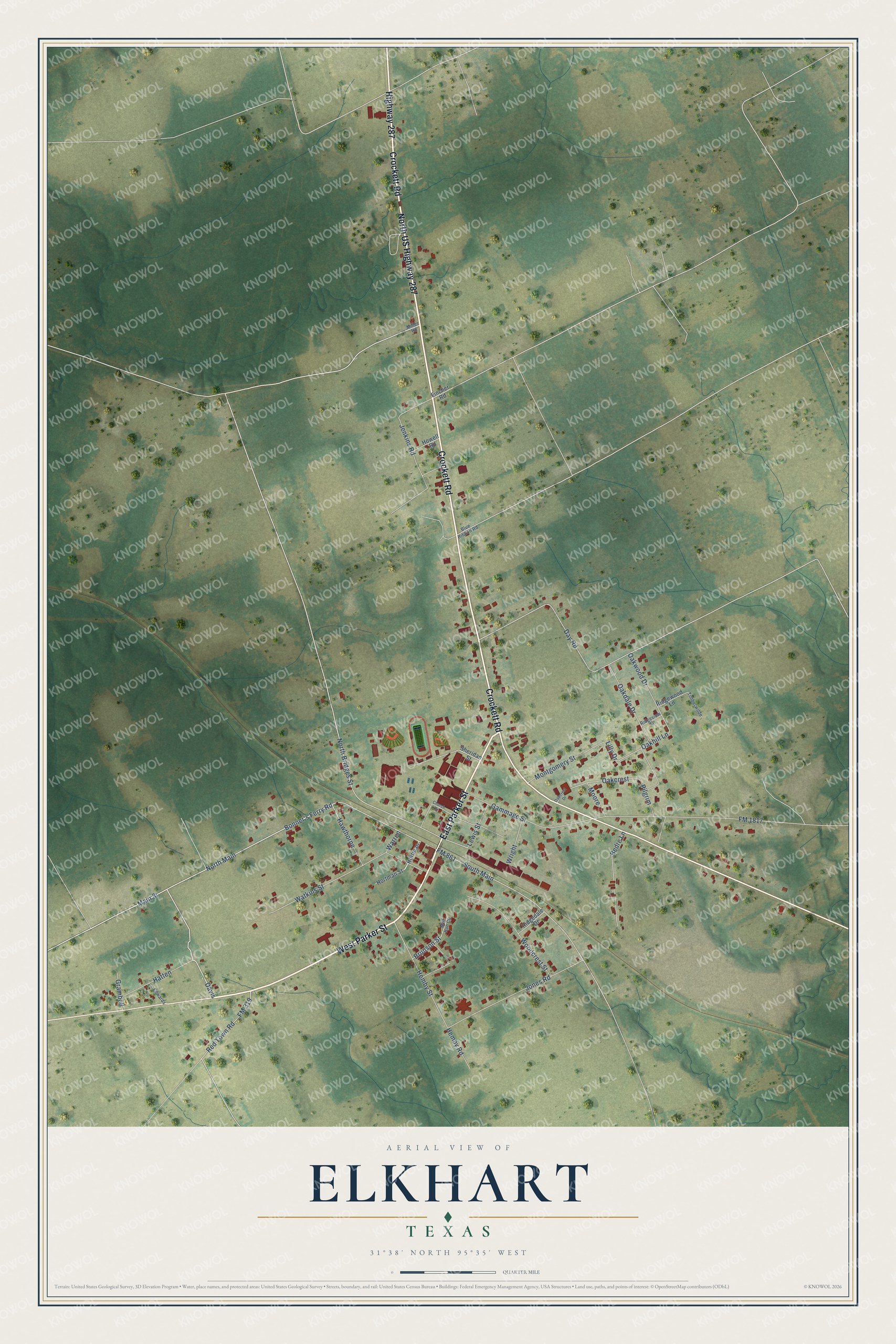 Watermarked full-map preview of Elkhart, Texas