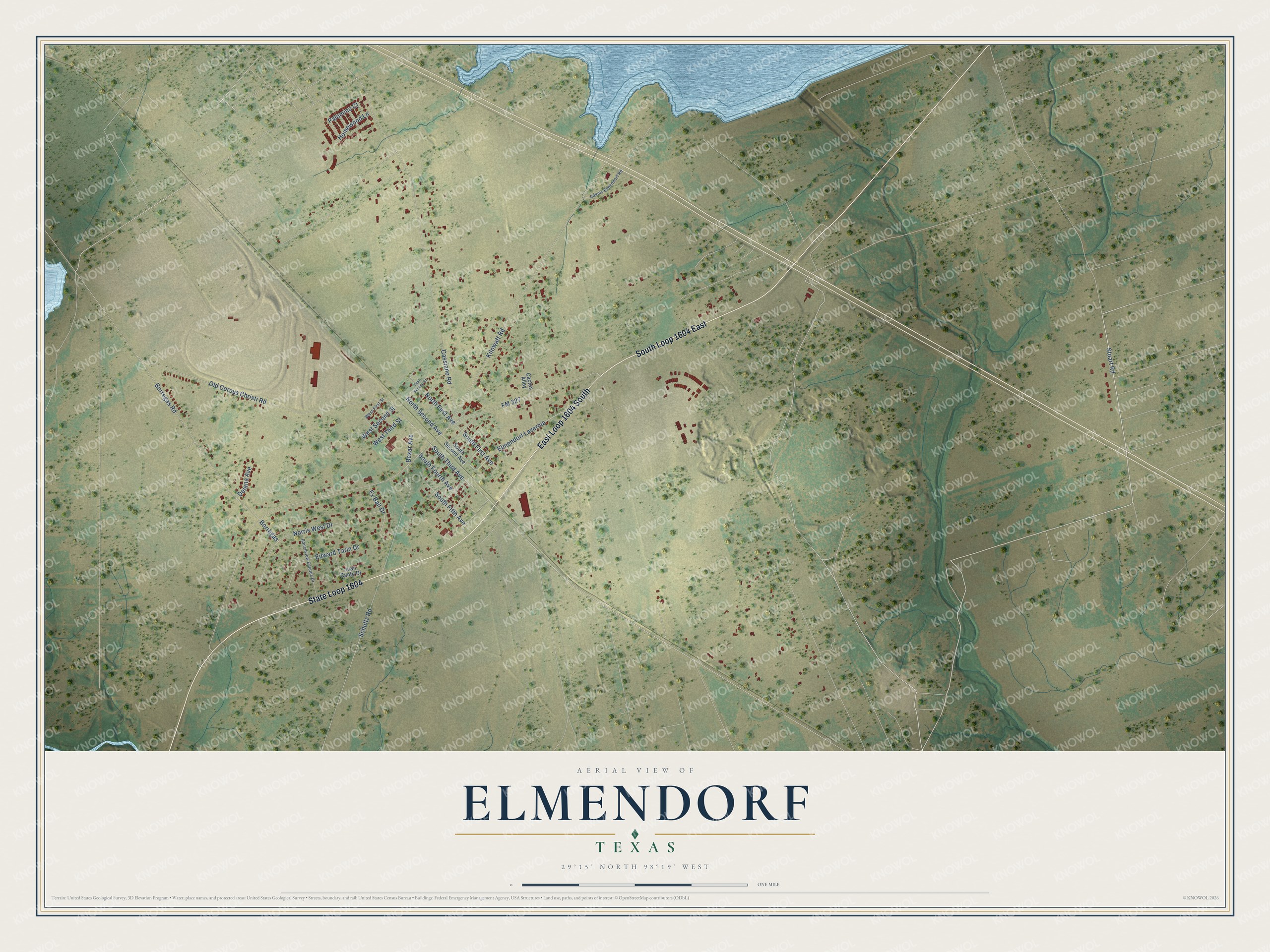 Watermarked full-map preview of Elmendorf, Texas