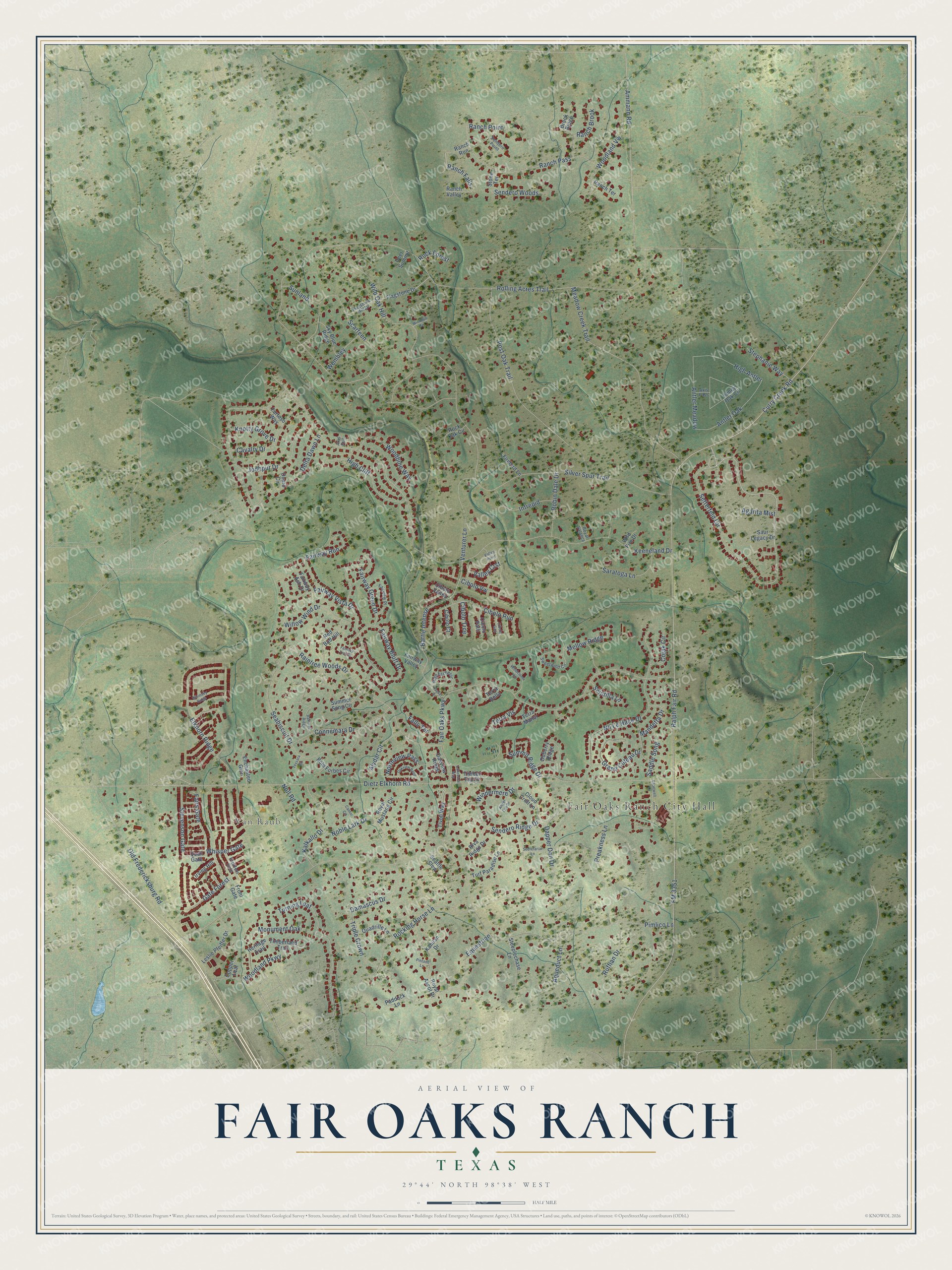 Watermarked full-map preview of Fair Oaks Ranch, Texas