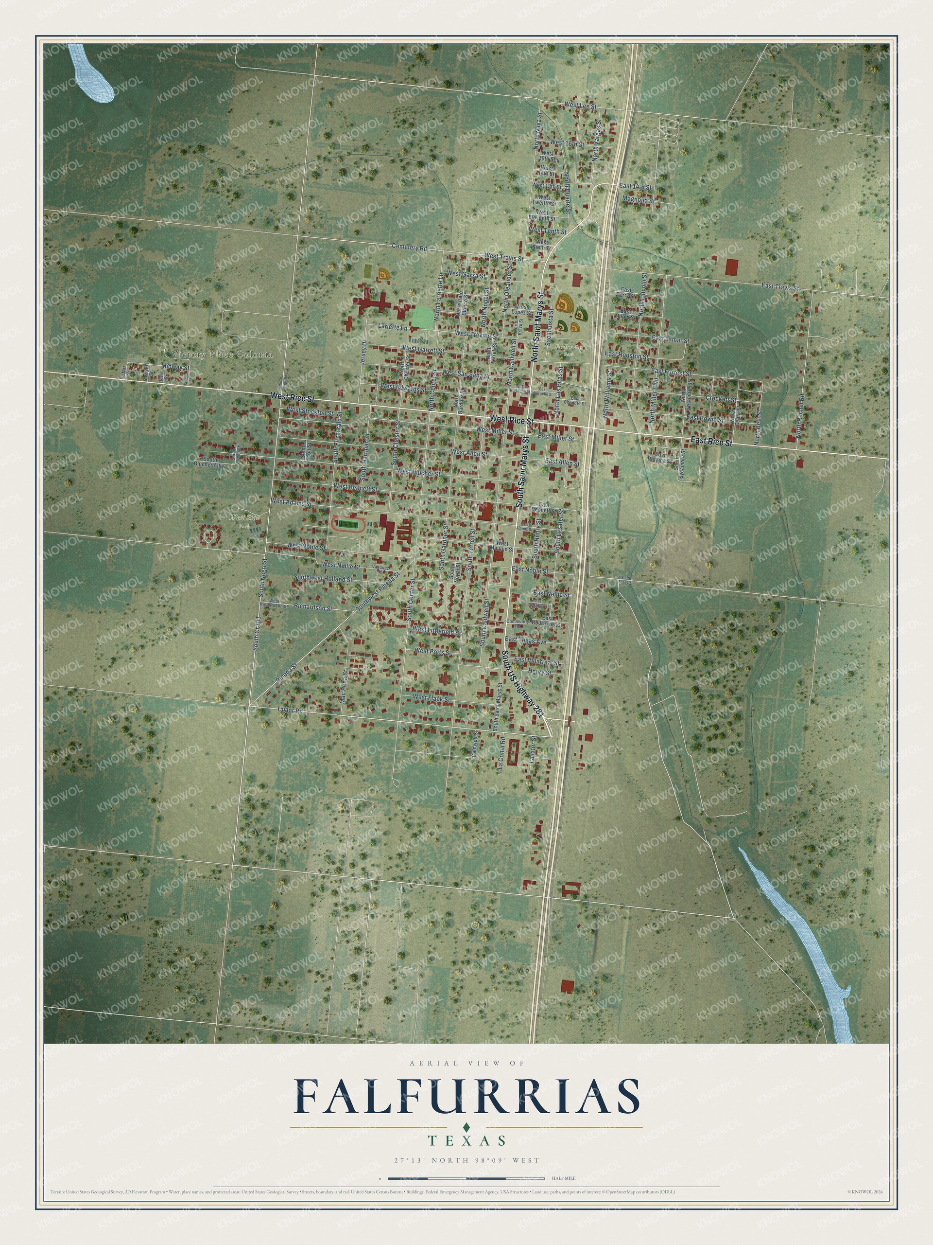 Watermarked full-map preview of Falfurrias, Texas