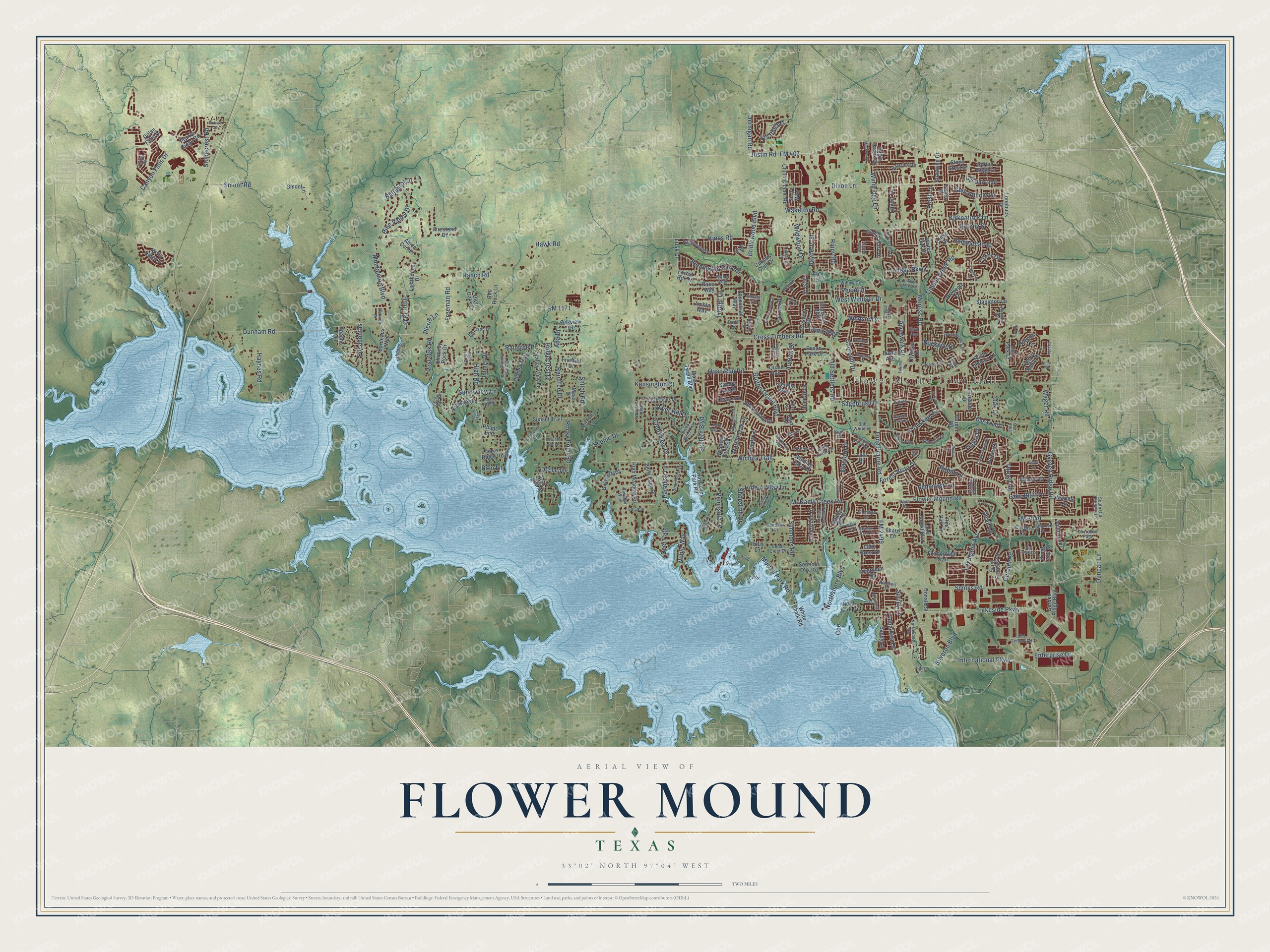 Watermarked full-map preview of Flower Mound, Texas