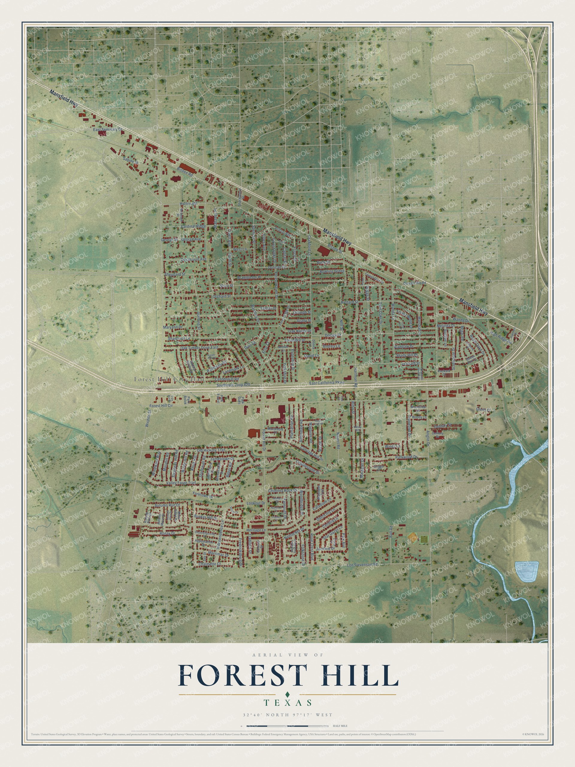 Watermarked full-map preview of Forest Hill, Texas