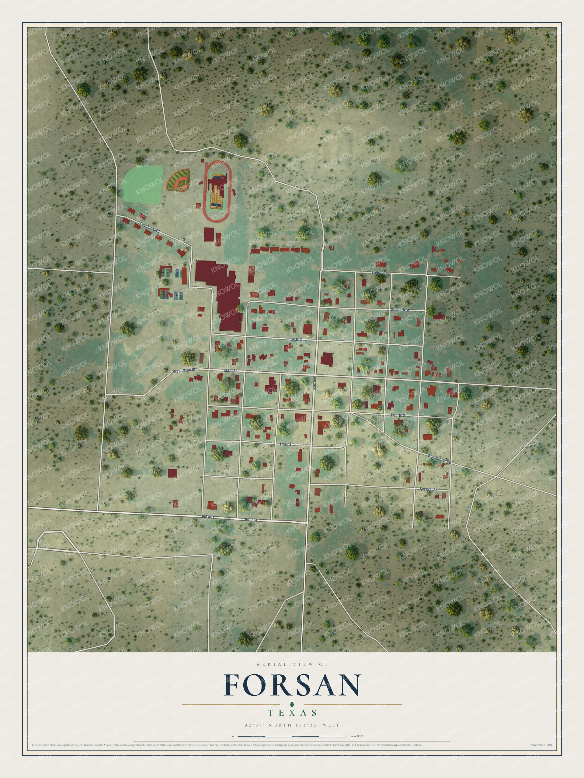 Watermarked full-map preview of Forsan, Texas