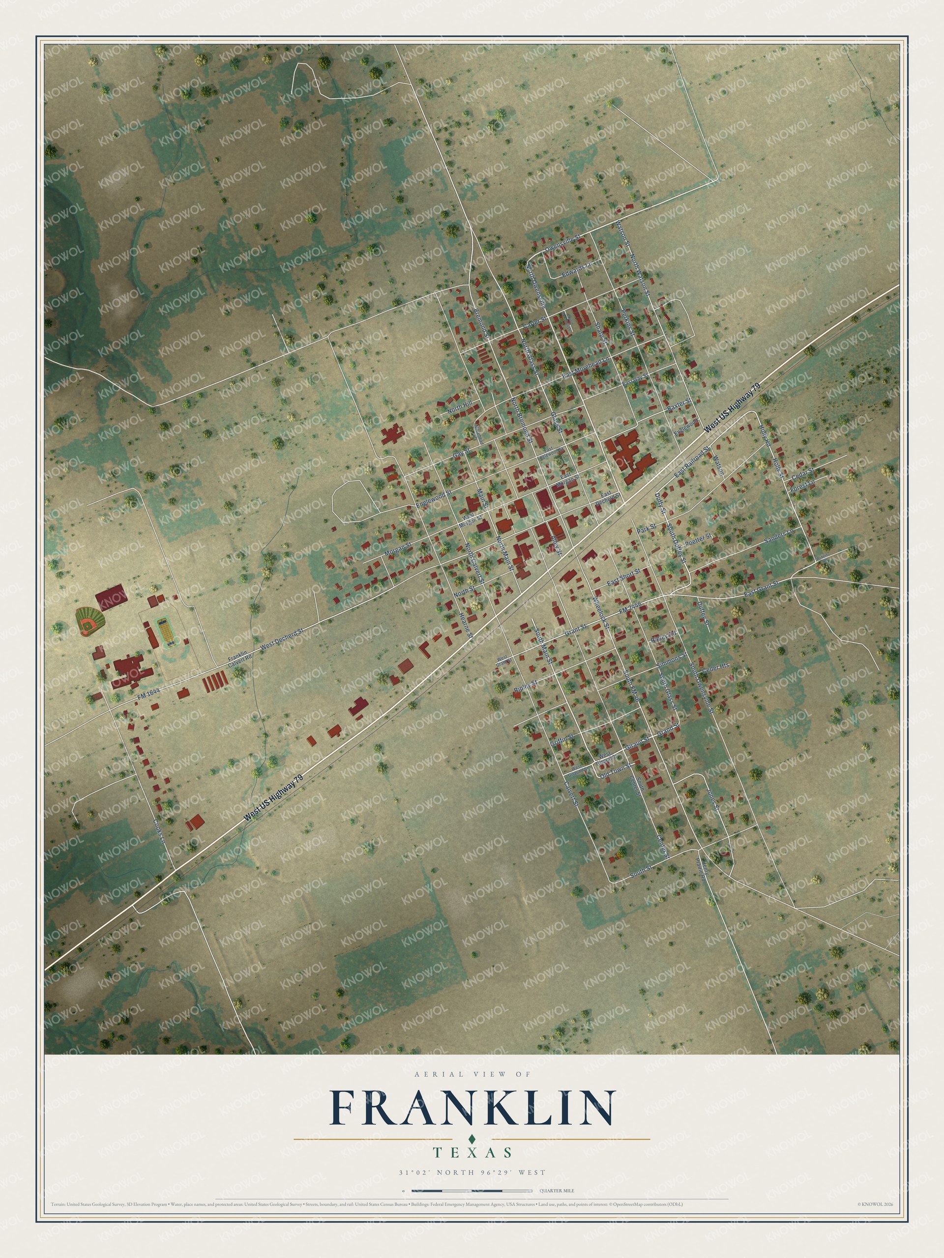Watermarked full-map preview of Franklin, Texas
