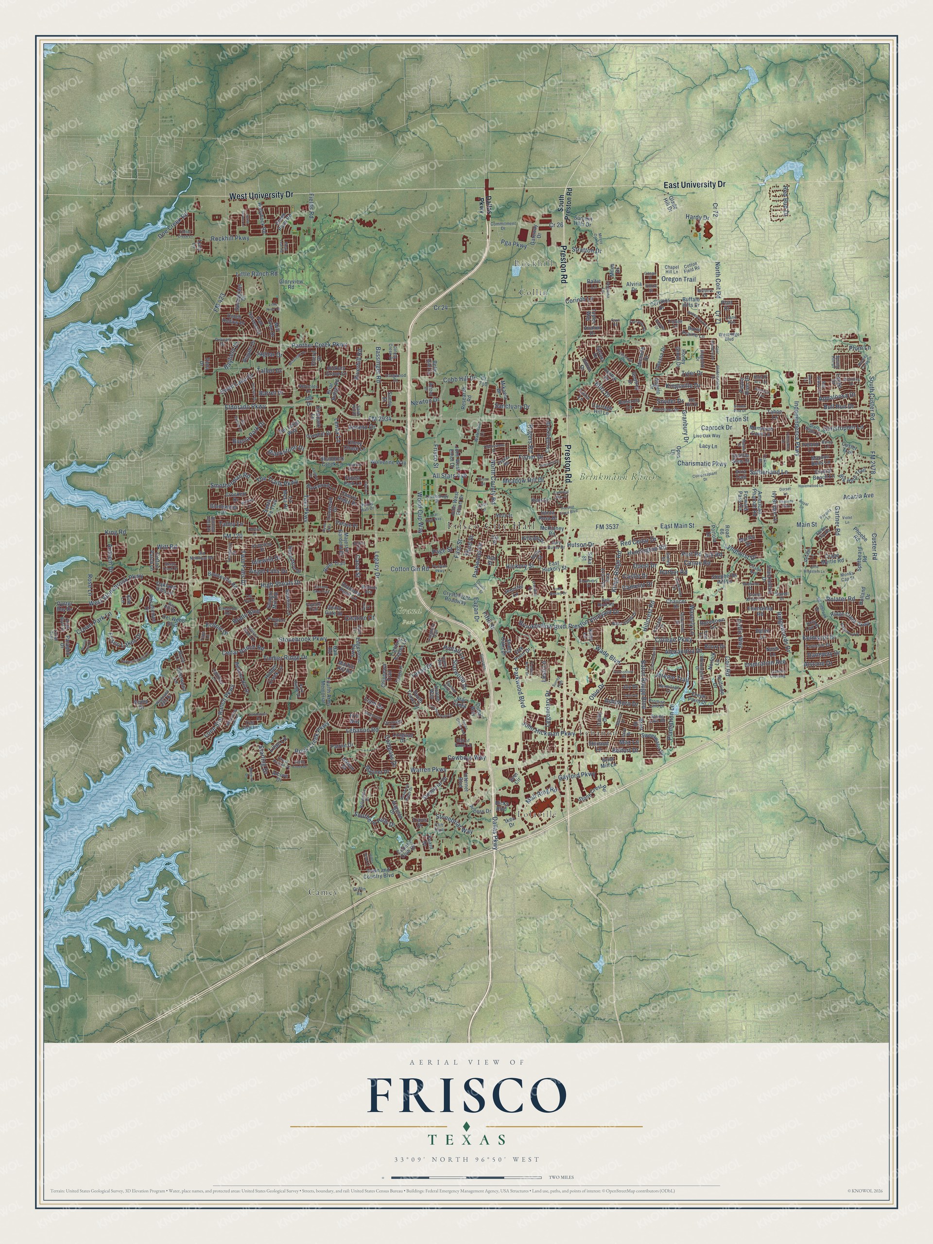 Watermarked full-map preview of Frisco, Texas