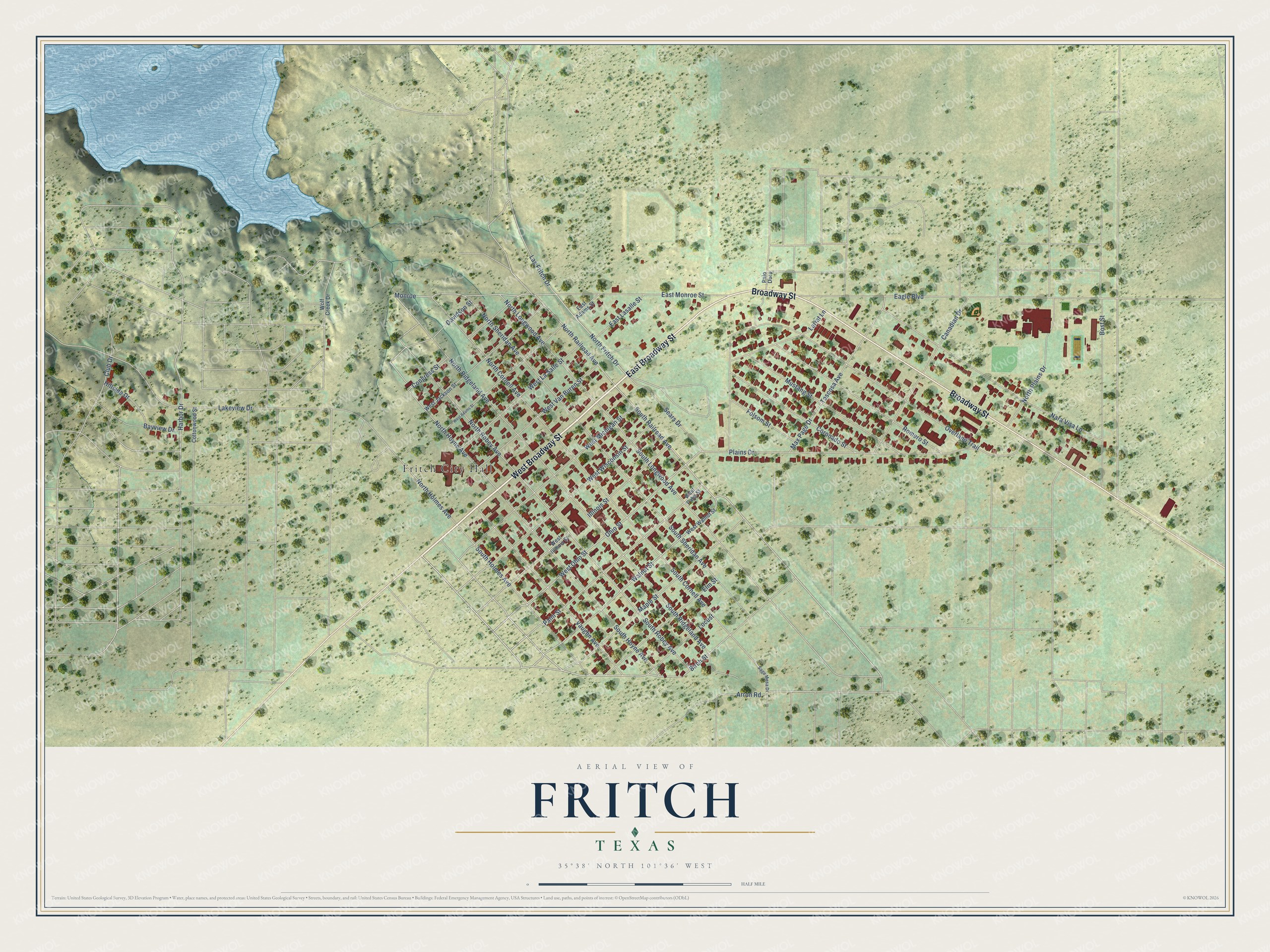 Watermarked full-map preview of Fritch, Texas