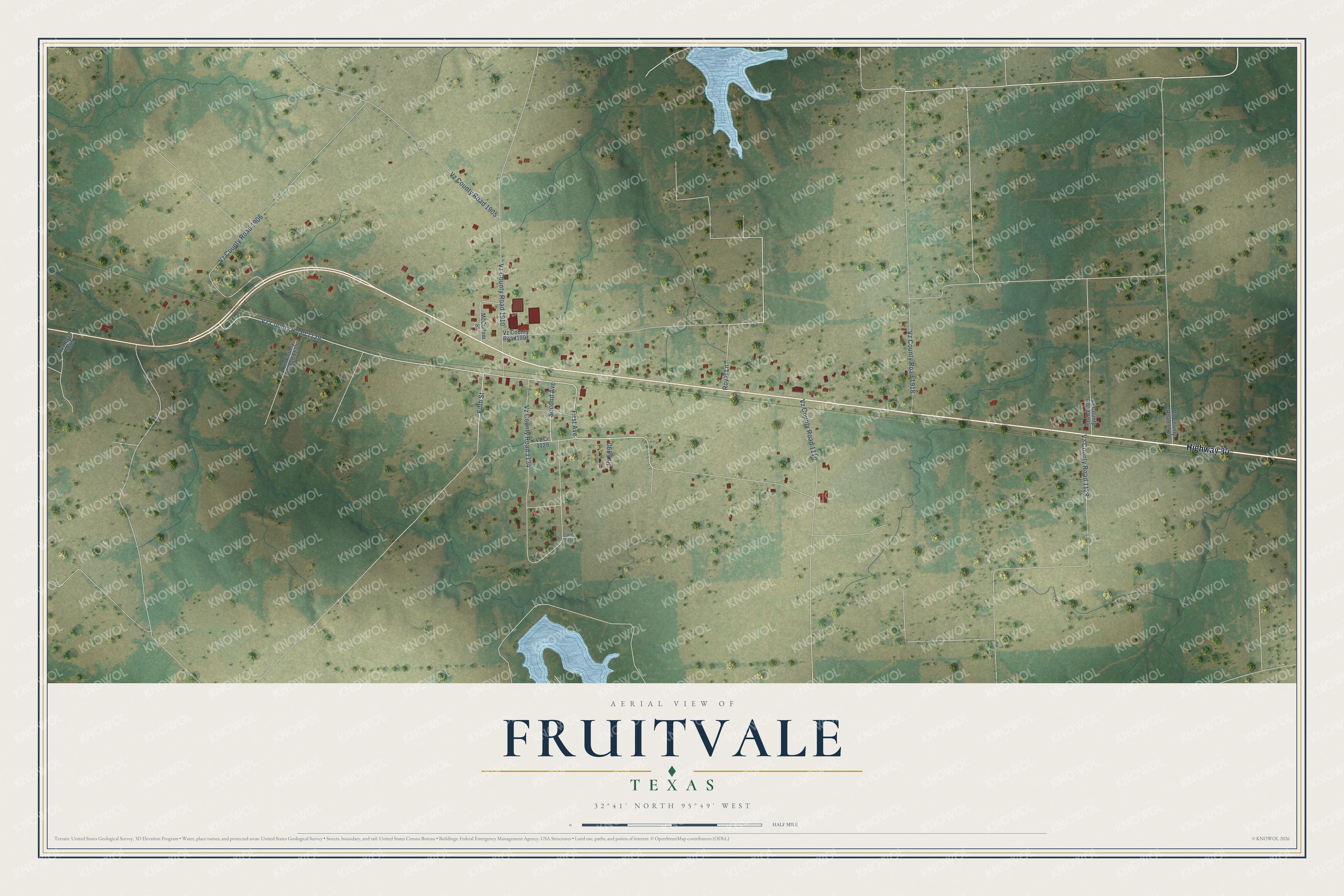 Watermarked full-map preview of Fruitvale, Texas