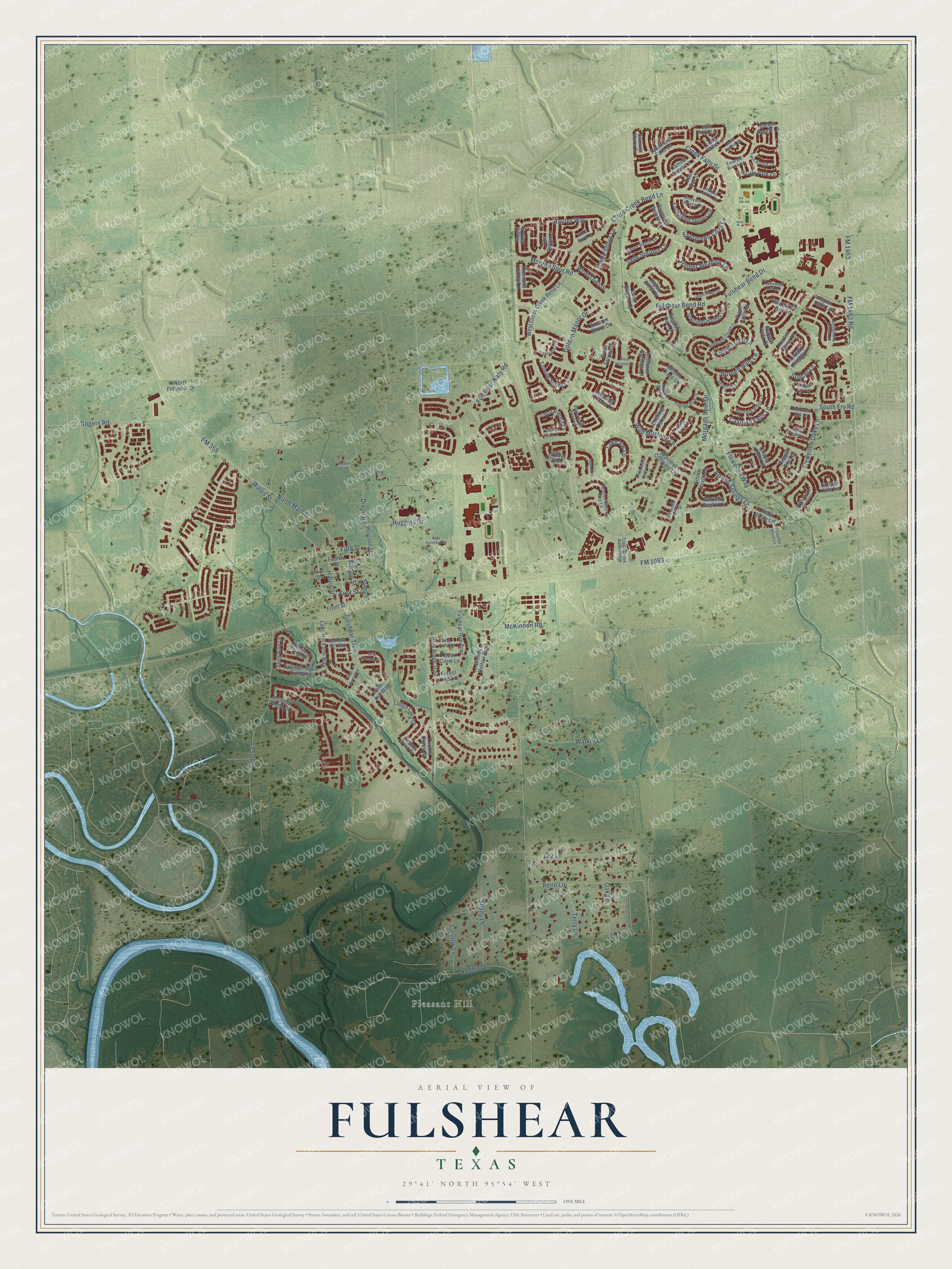 Watermarked full-map preview of Fulshear, Texas