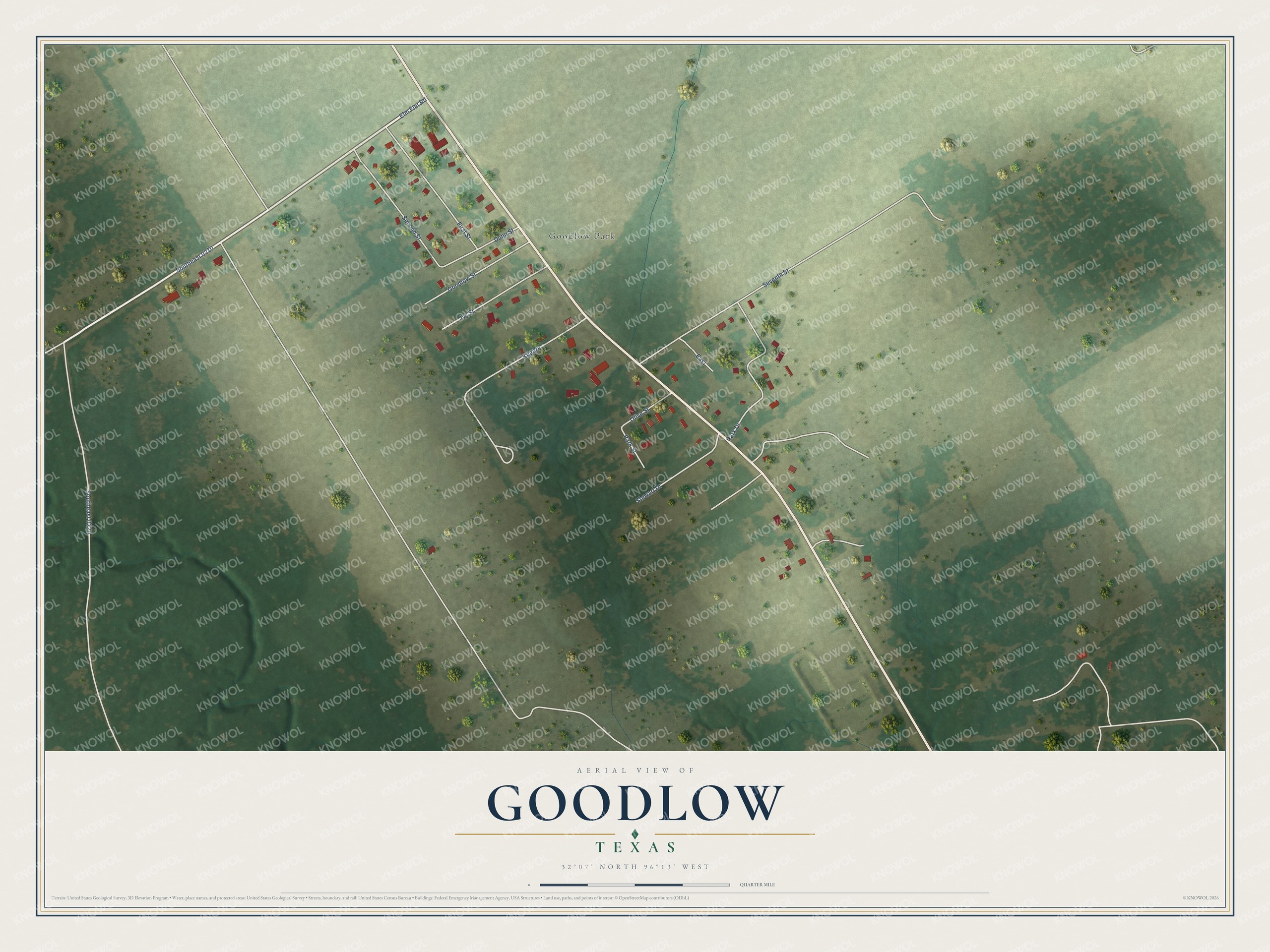 Watermarked full-map preview of Goodlow, Texas
