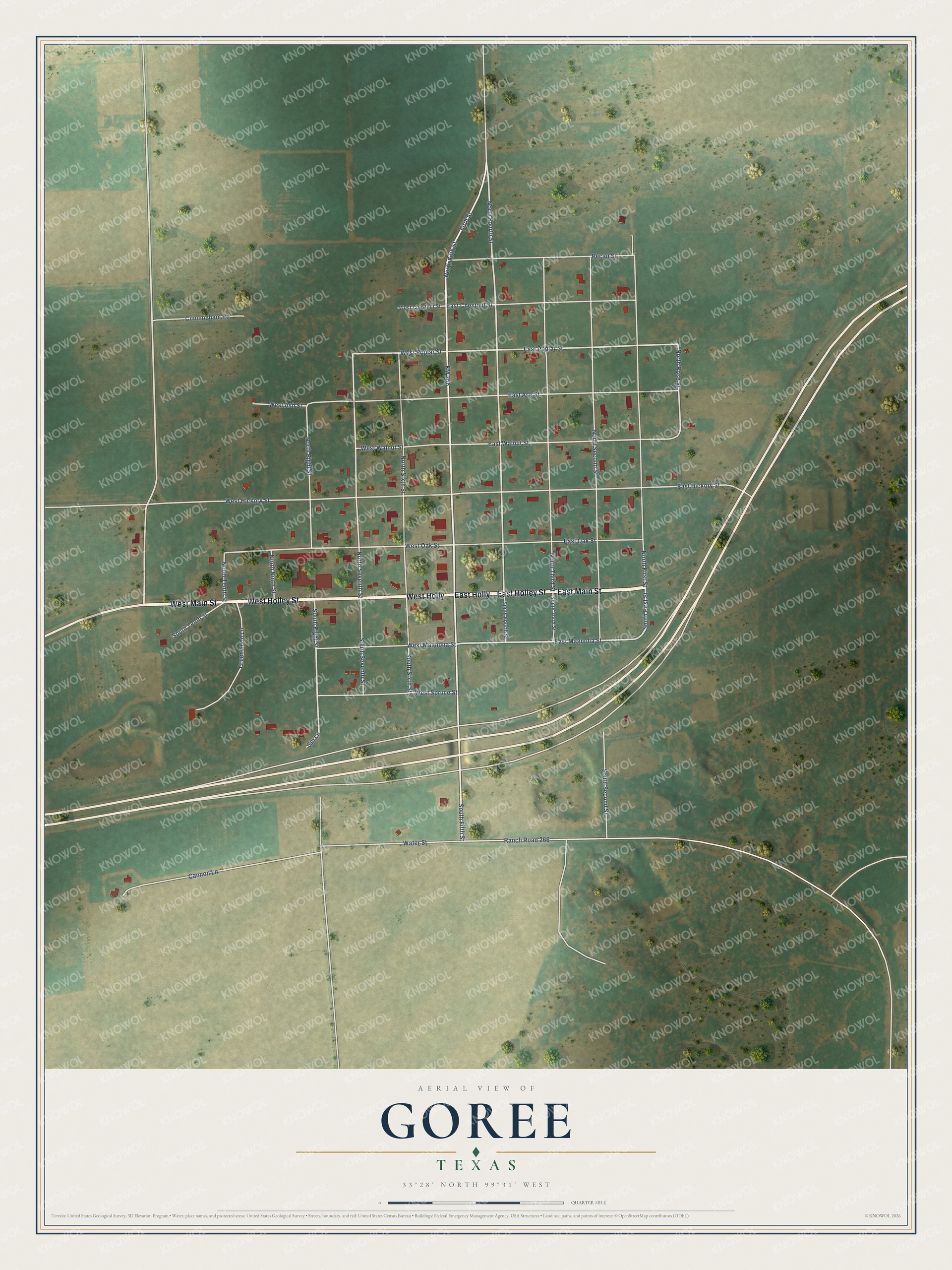 Watermarked full-map preview of Goree, Texas