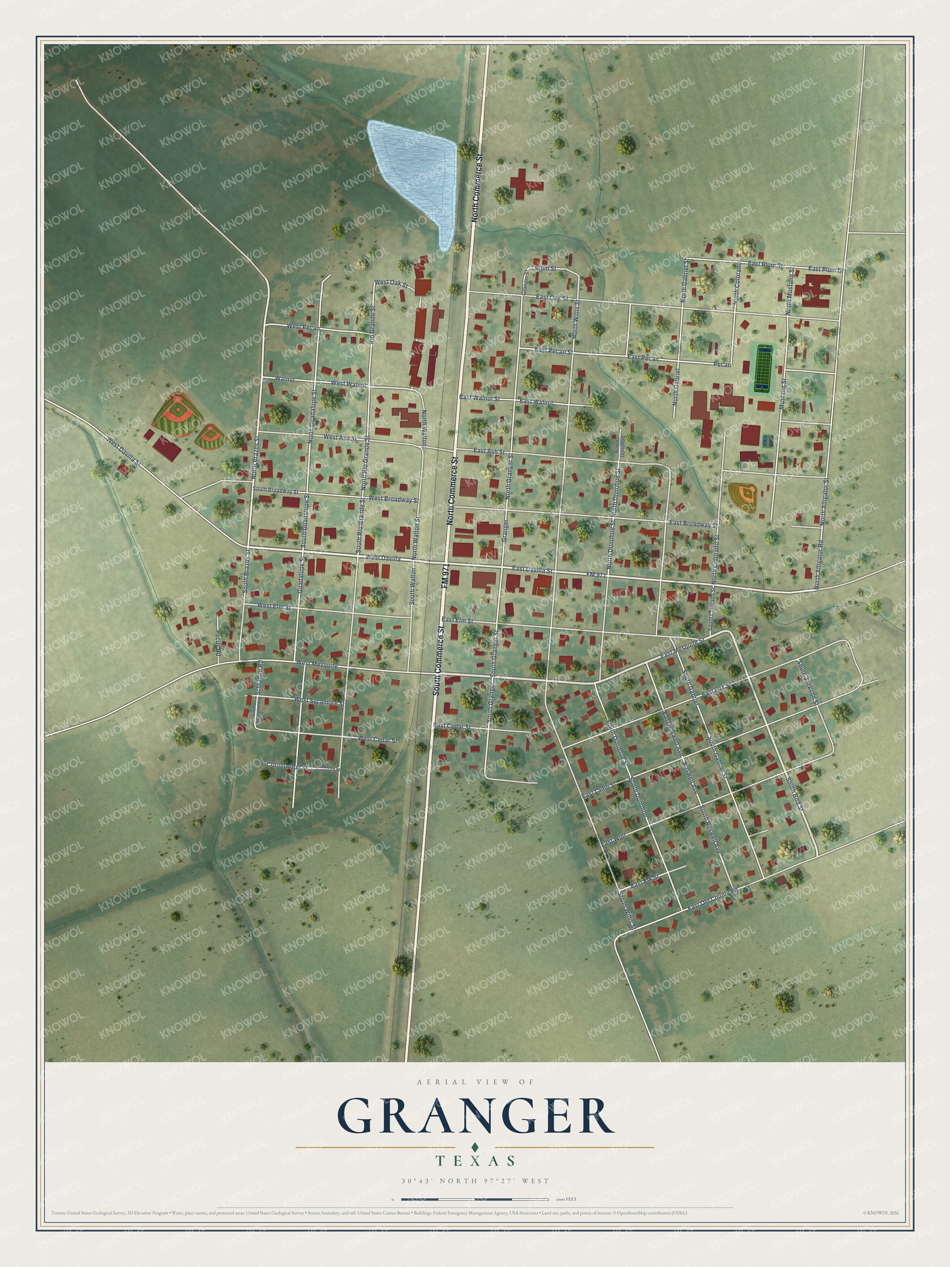 Watermarked full-map preview of Granger, Texas