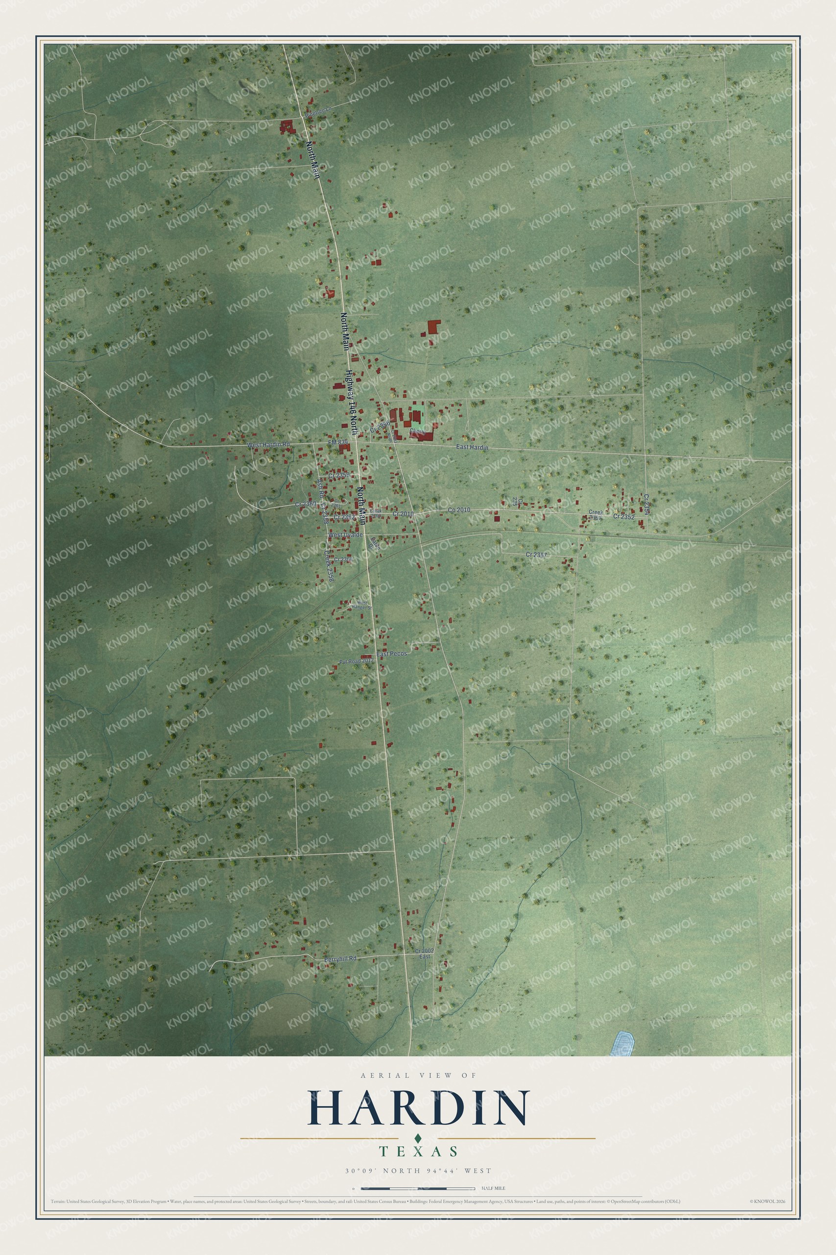 Watermarked full-map preview of Hardin, Texas