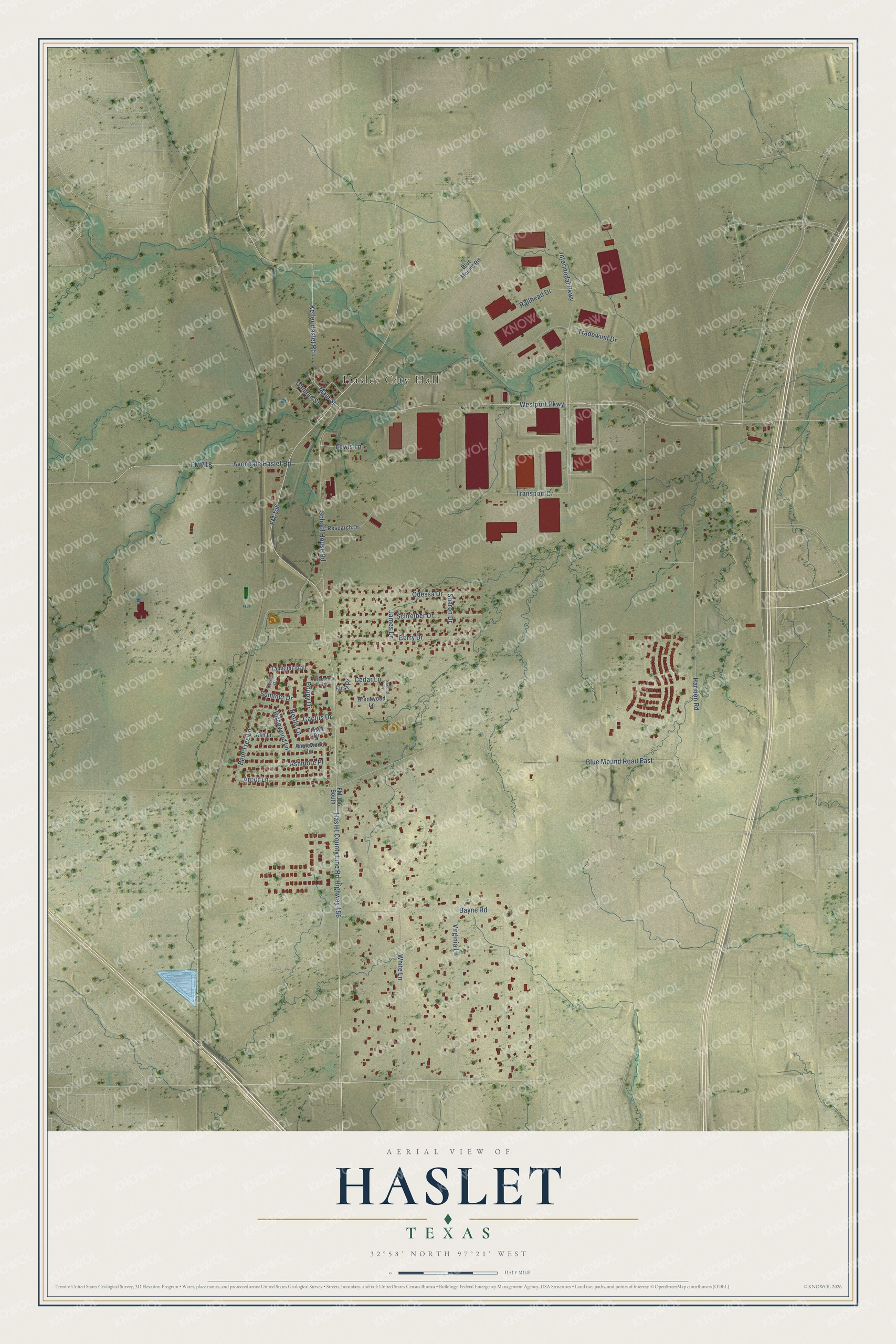 Watermarked full-map preview of Haslet, Texas