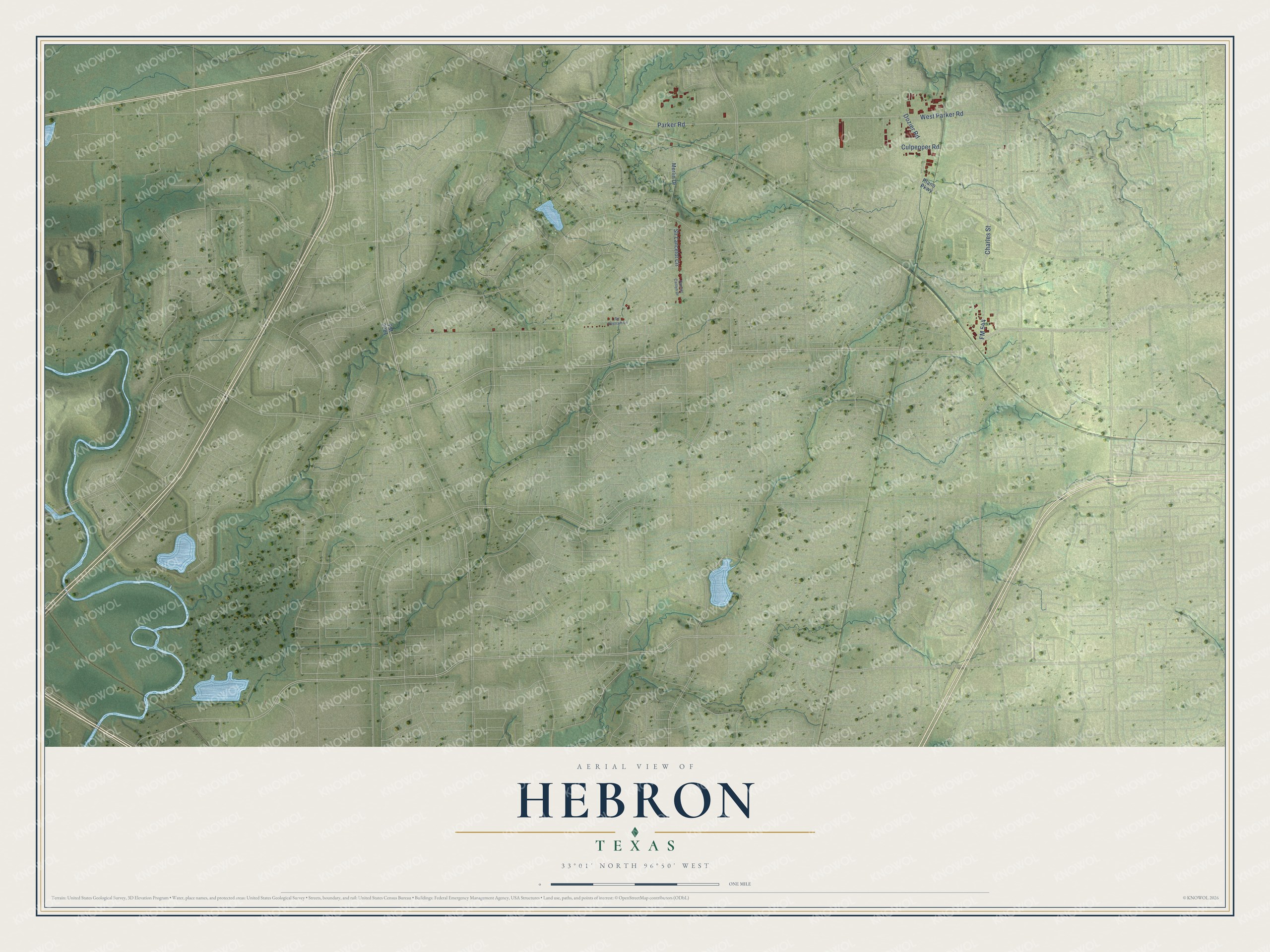 Watermarked full-map preview of Hebron, Texas