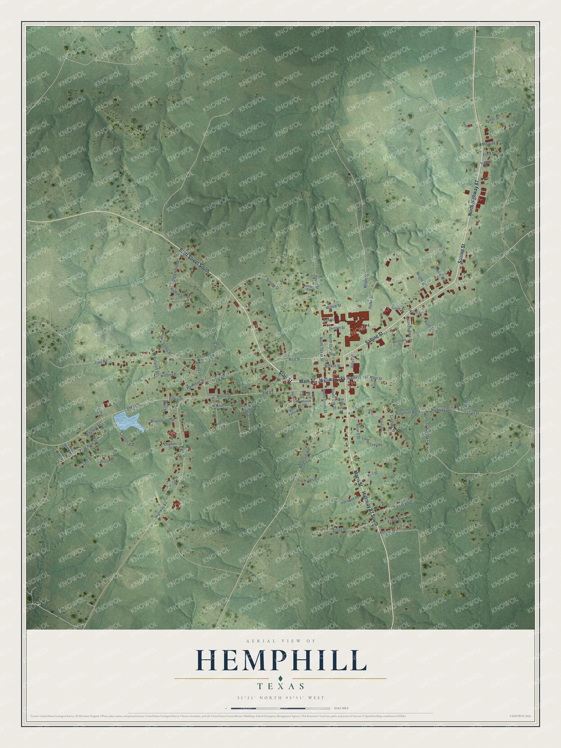 Watermarked full-map preview of Hemphill, Texas